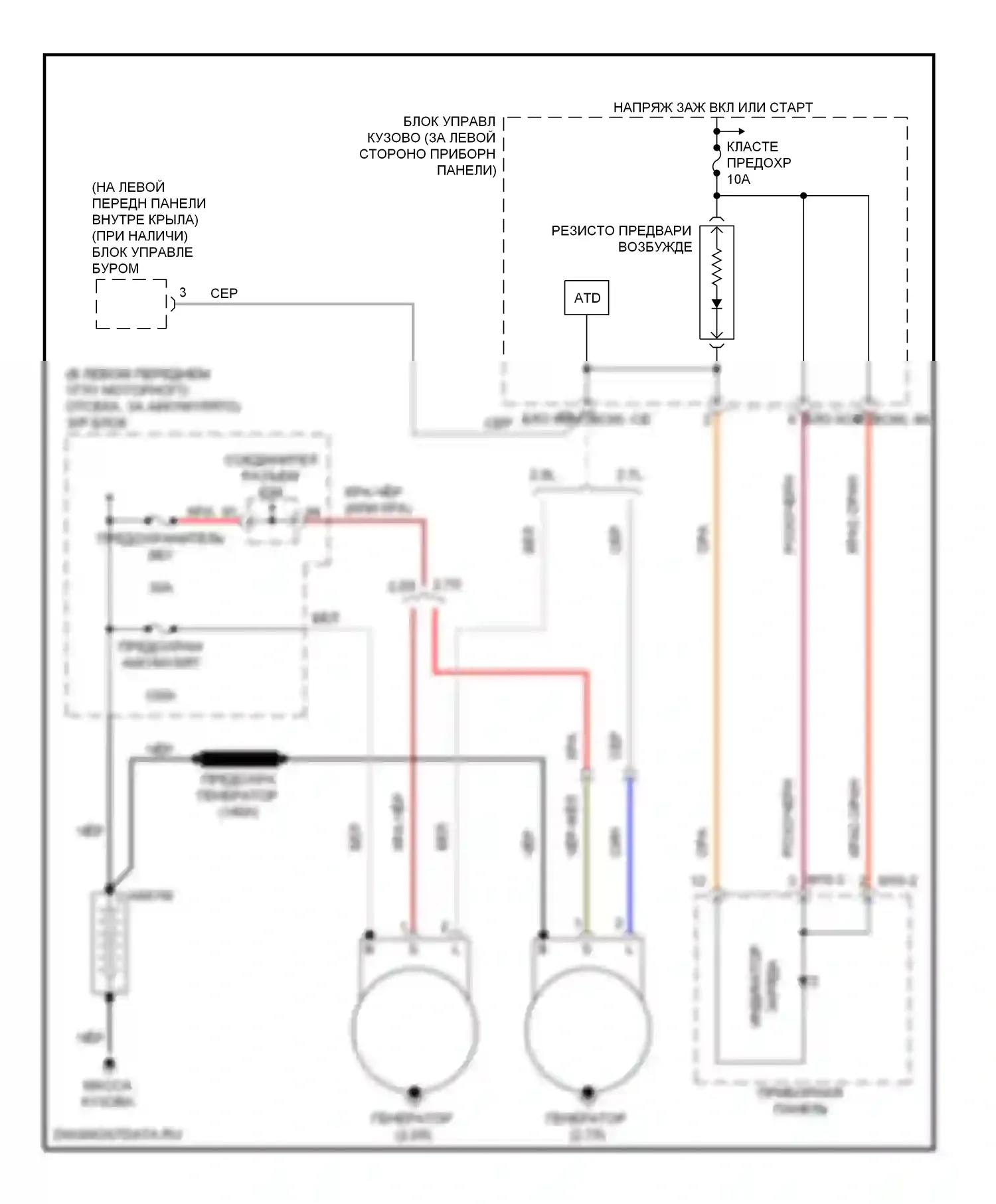 Tiburon Hyundai II рестайлинг (2007-2009): Электросхема генератора 