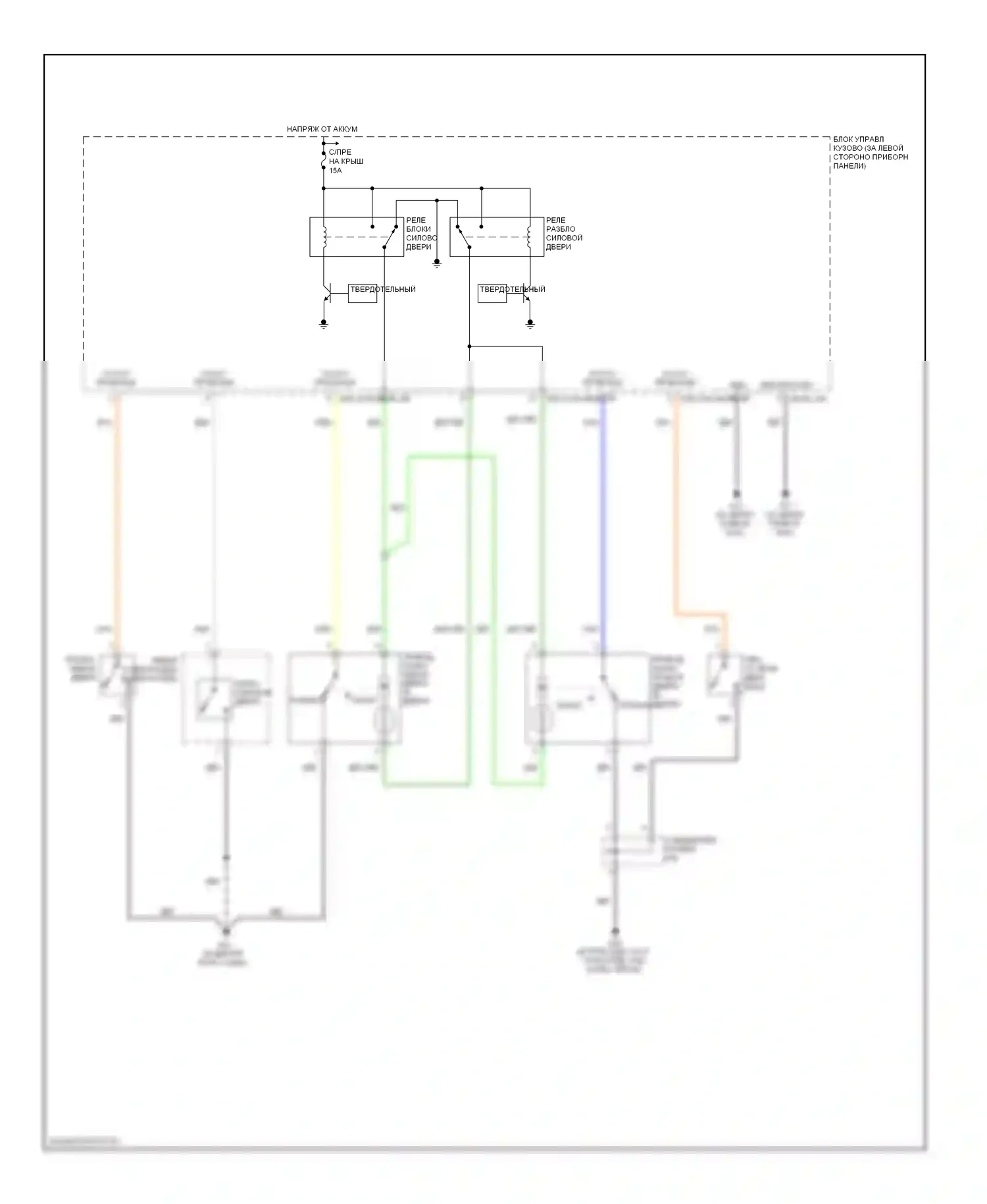 Tiburon Hyundai II рестайлинг (2007-2009): Электросхема центрального замка 