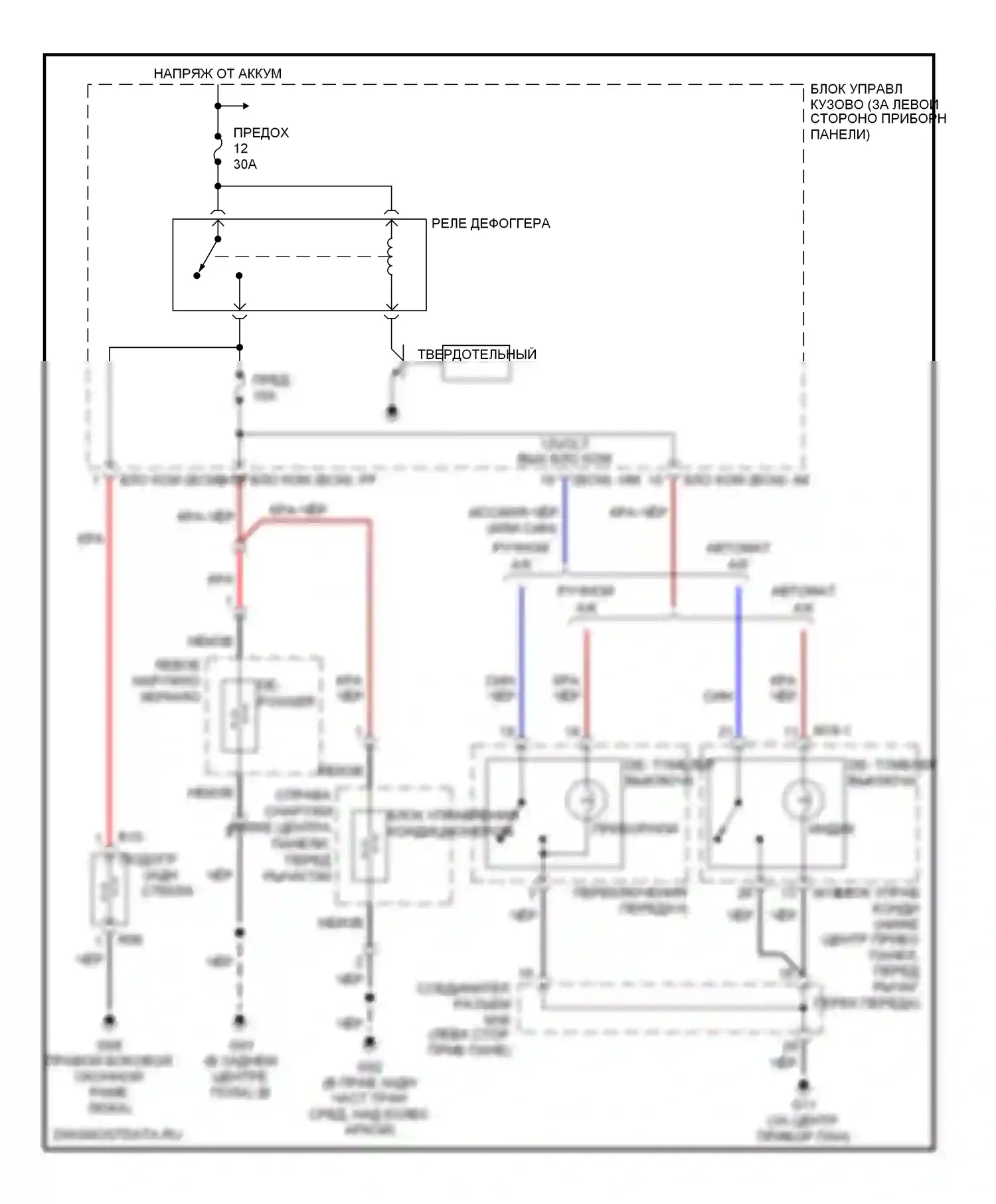 Tiburon Hyundai II (2002-2007): Электросхема подогрева стекол 