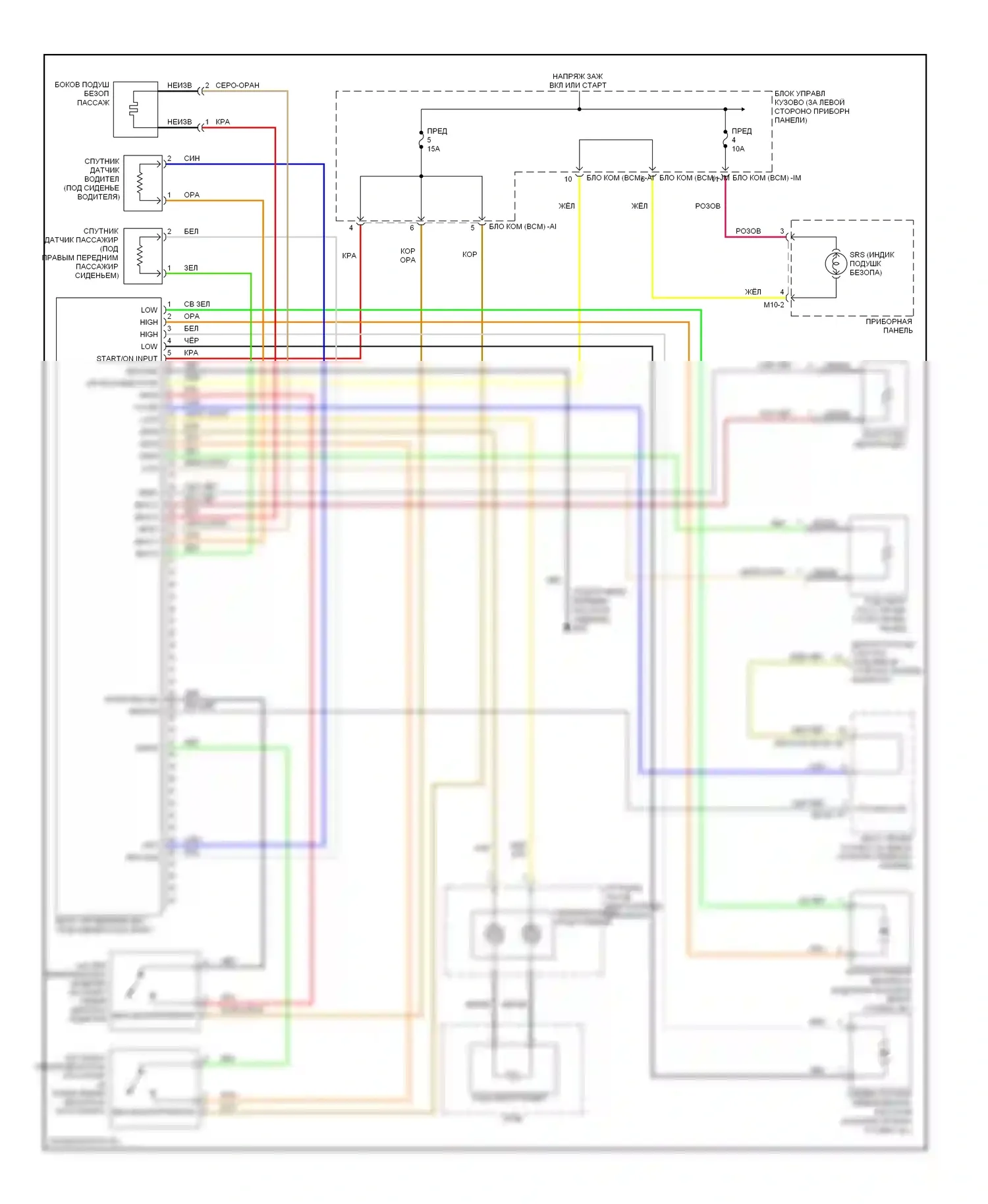 Tiburon Hyundai II (2002-2007): Электросхема подушек безопасности 