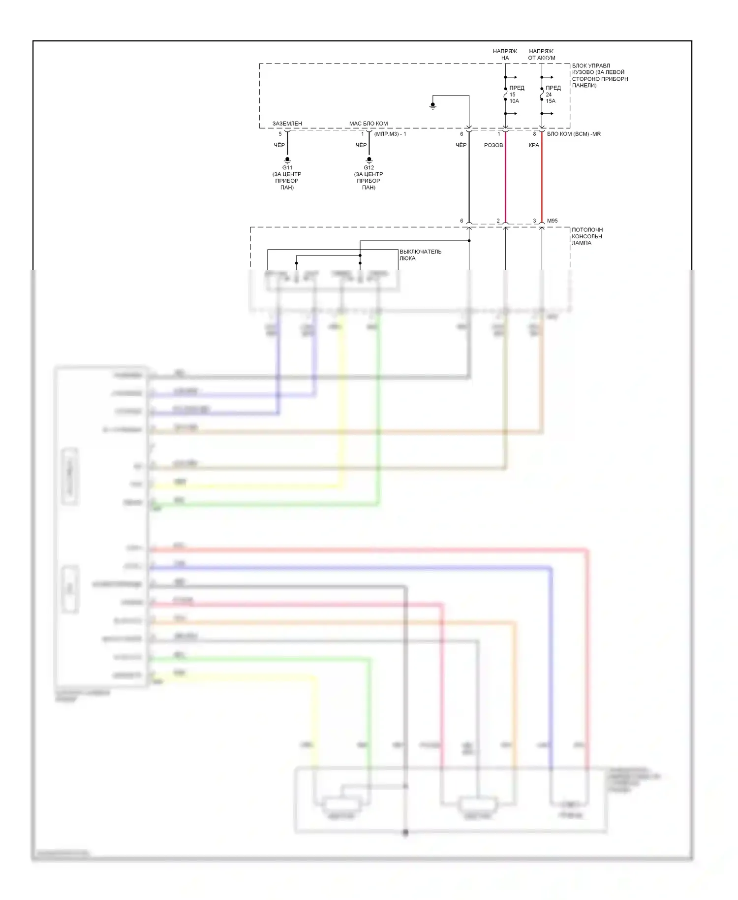 Tiburon Hyundai II (2002-2007): Электросхема складной крыши/люка 