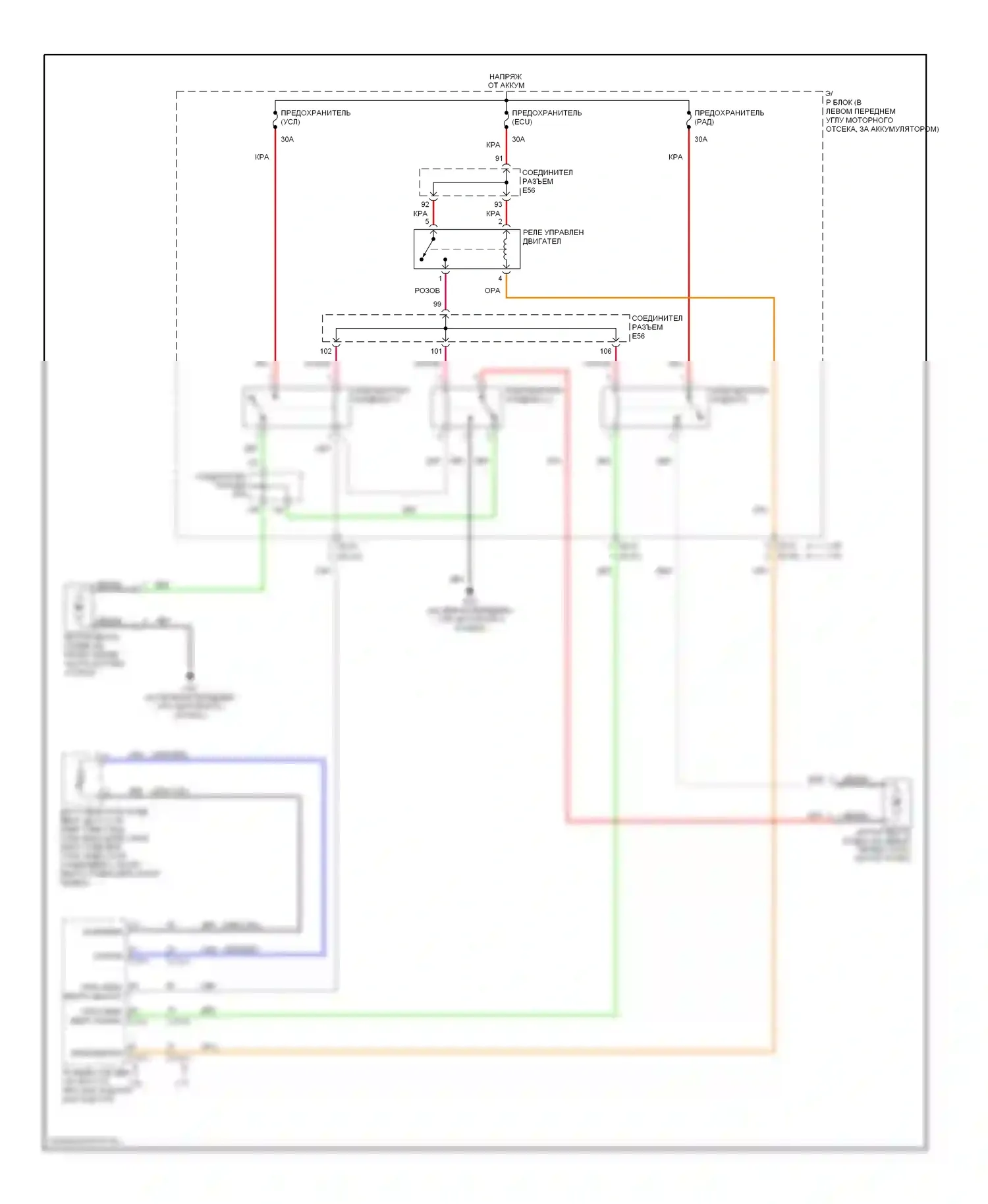 Tiburon Hyundai II (2002-2007): Электросхема вентилятора охлаждения 