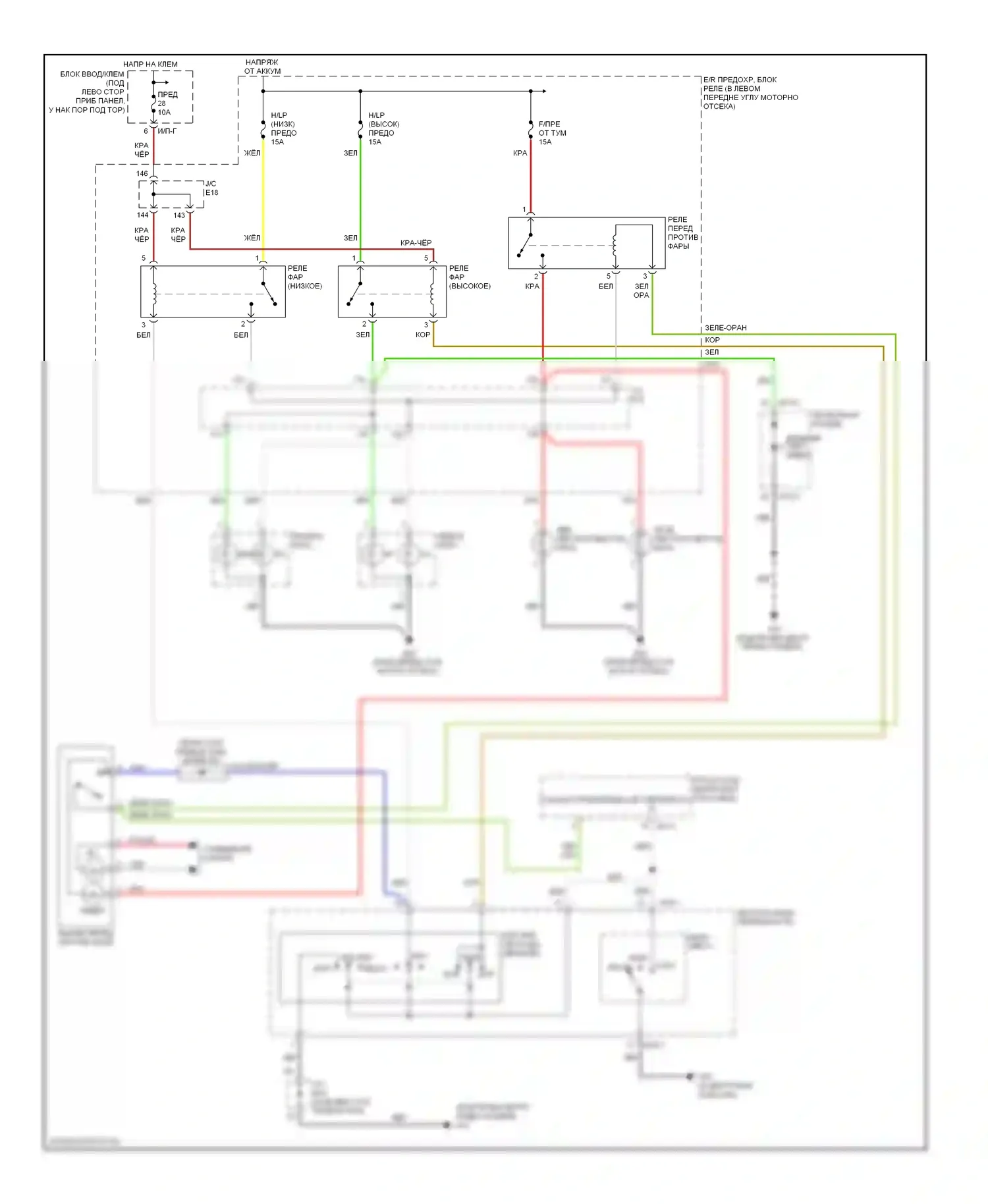 Tucson Hyundai I (2004-2011): Электросхема фар, без дрели 