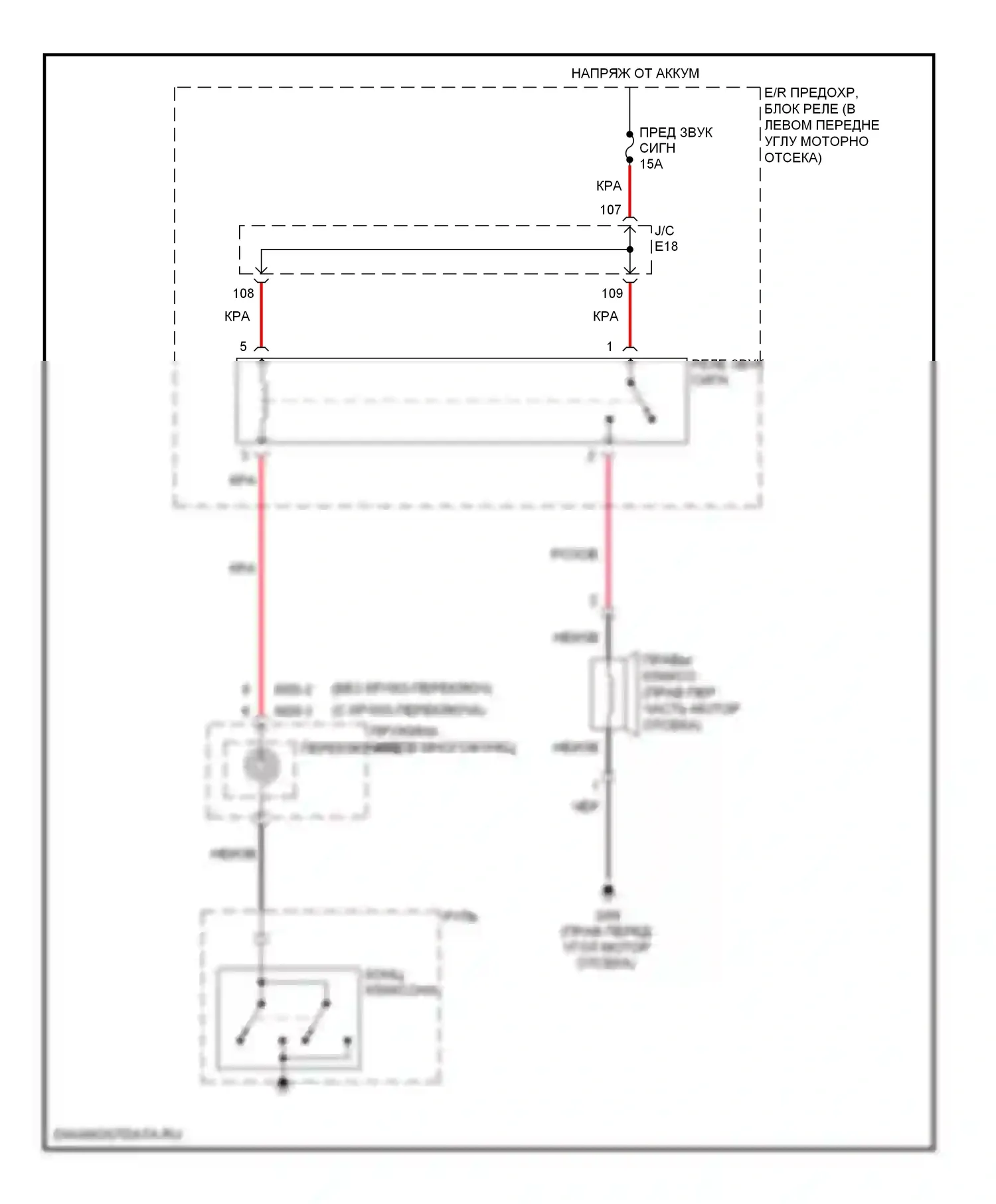 Tucson Hyundai I (2004-2011): Электросхема клаксона 