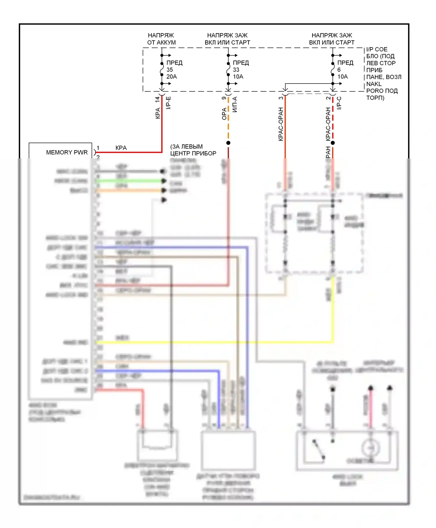 Tucson Hyundai I (2004-2011): Электросхема 4wd, с abs 