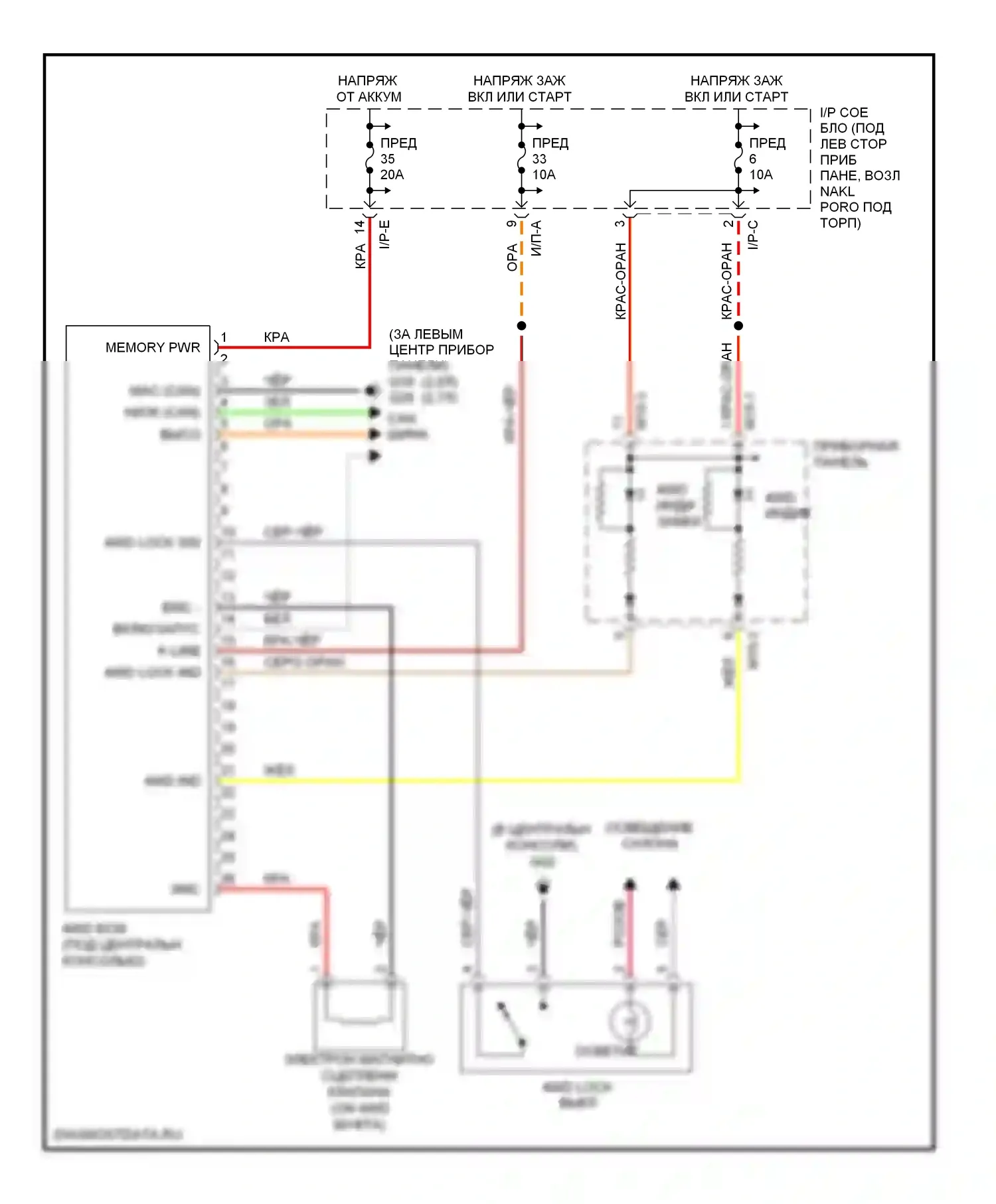 Tucson Hyundai I (2004-2011): Электросхема 4wd, с esc 