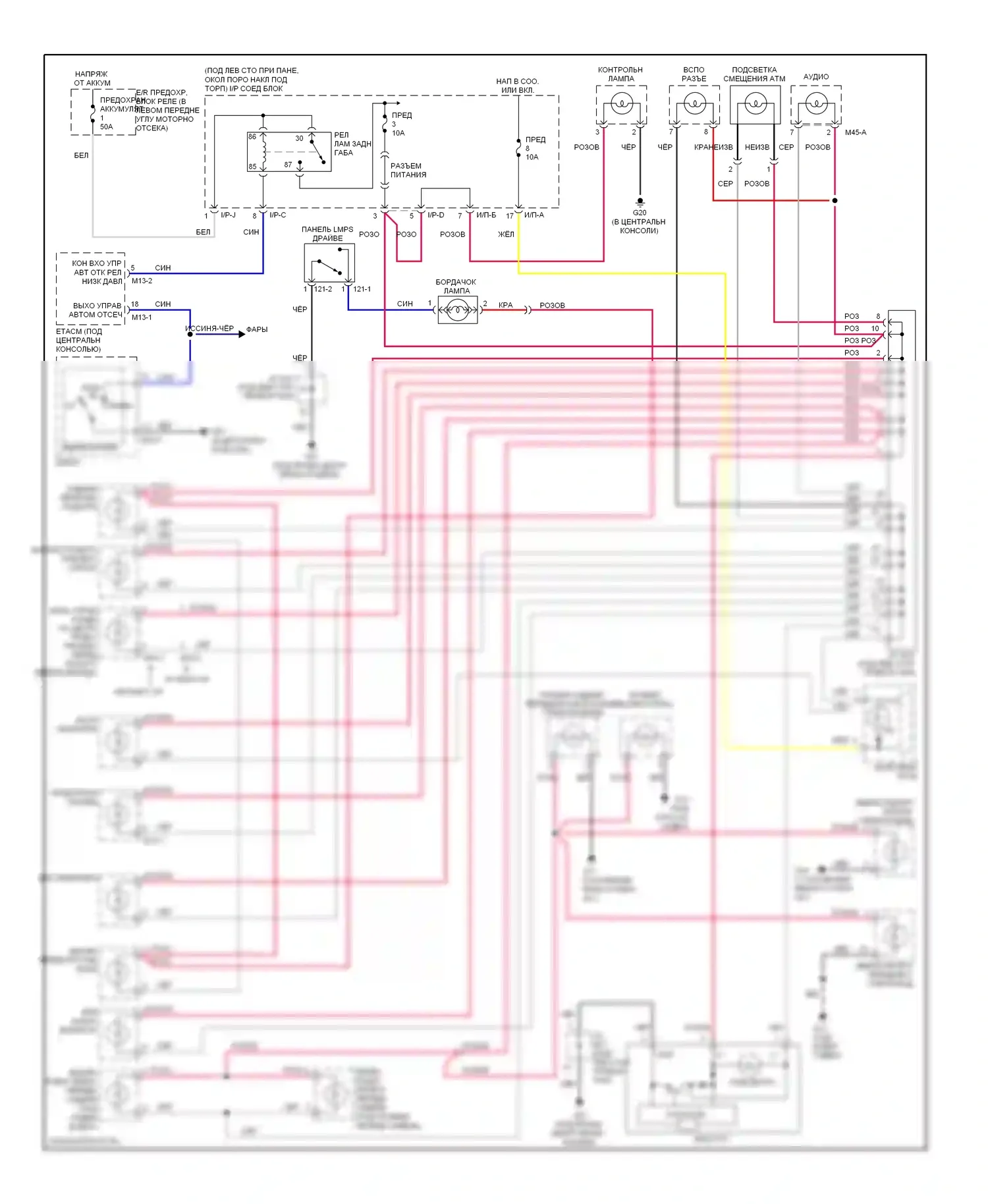Tucson Hyundai I (2004-2011): Электросхема подсветки приборной панели 
