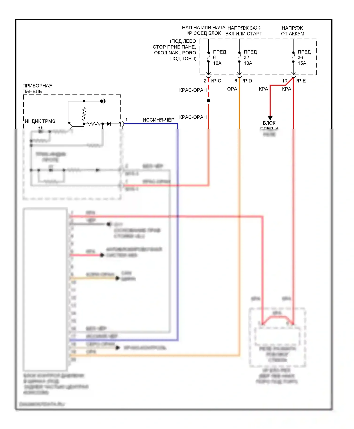 Tucson Hyundai I (2004-2011): Электросхема контроля давления в шинах 
