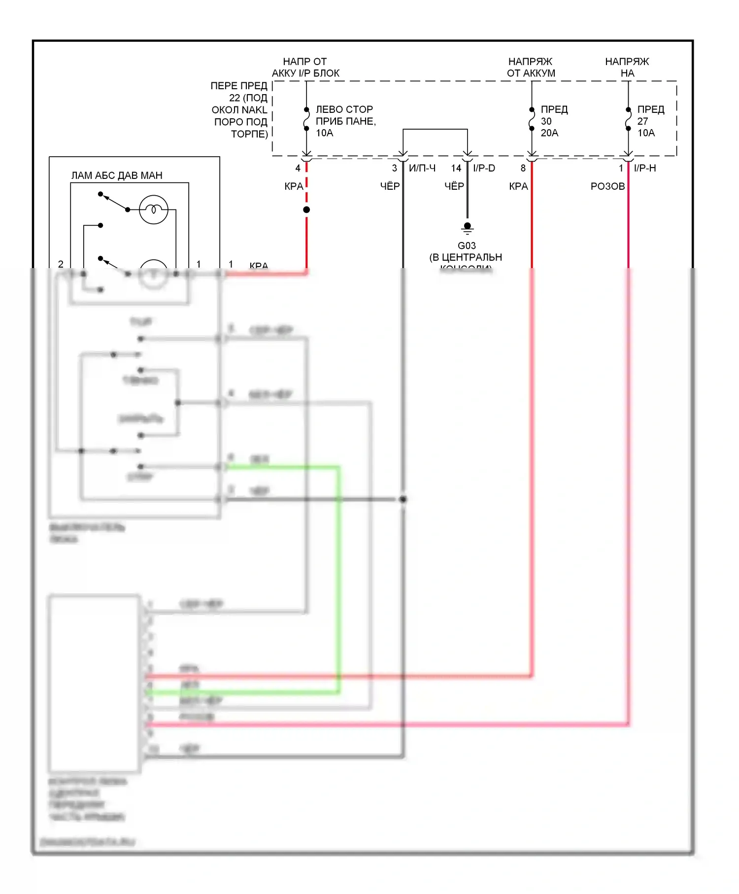 Tucson Hyundai I (2004-2011): Электросхема складной крыши/люка 