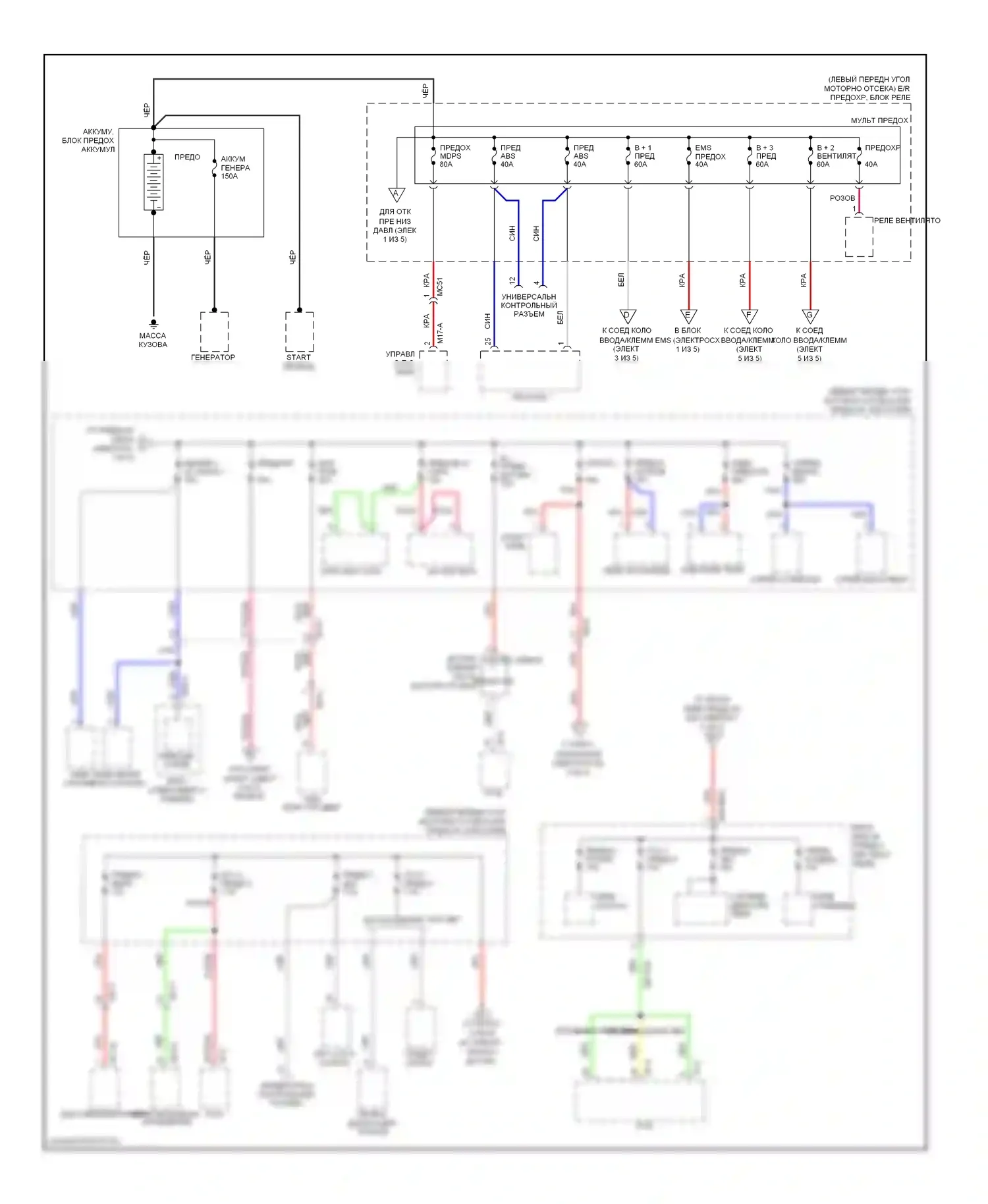 Tucson Hyundai II (2009-2015): Электросхема блока предохранителей реле (1 из 5) 