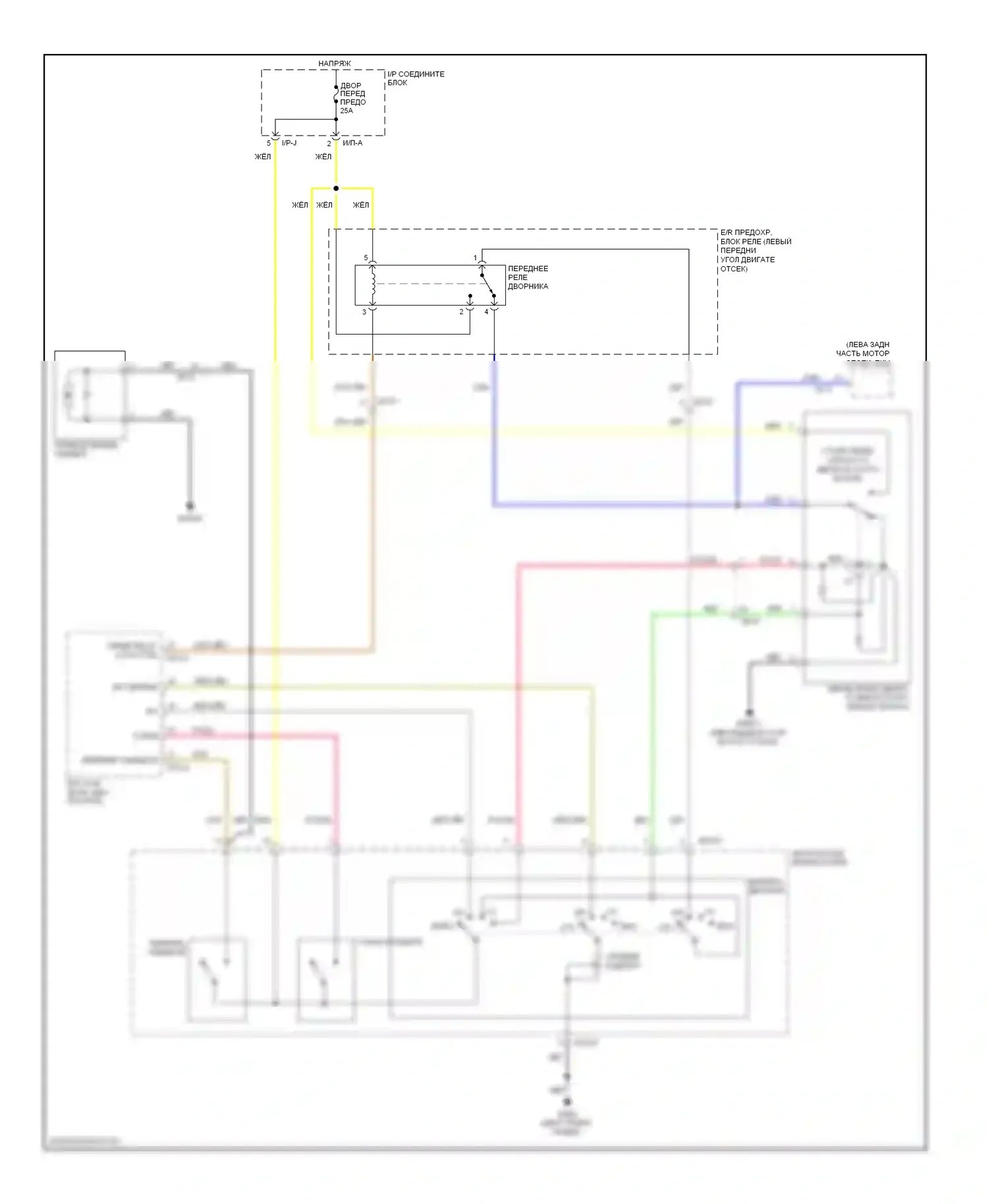 Tucson Hyundai II (2009-2015): Электросхема передних дворников и омывателей 