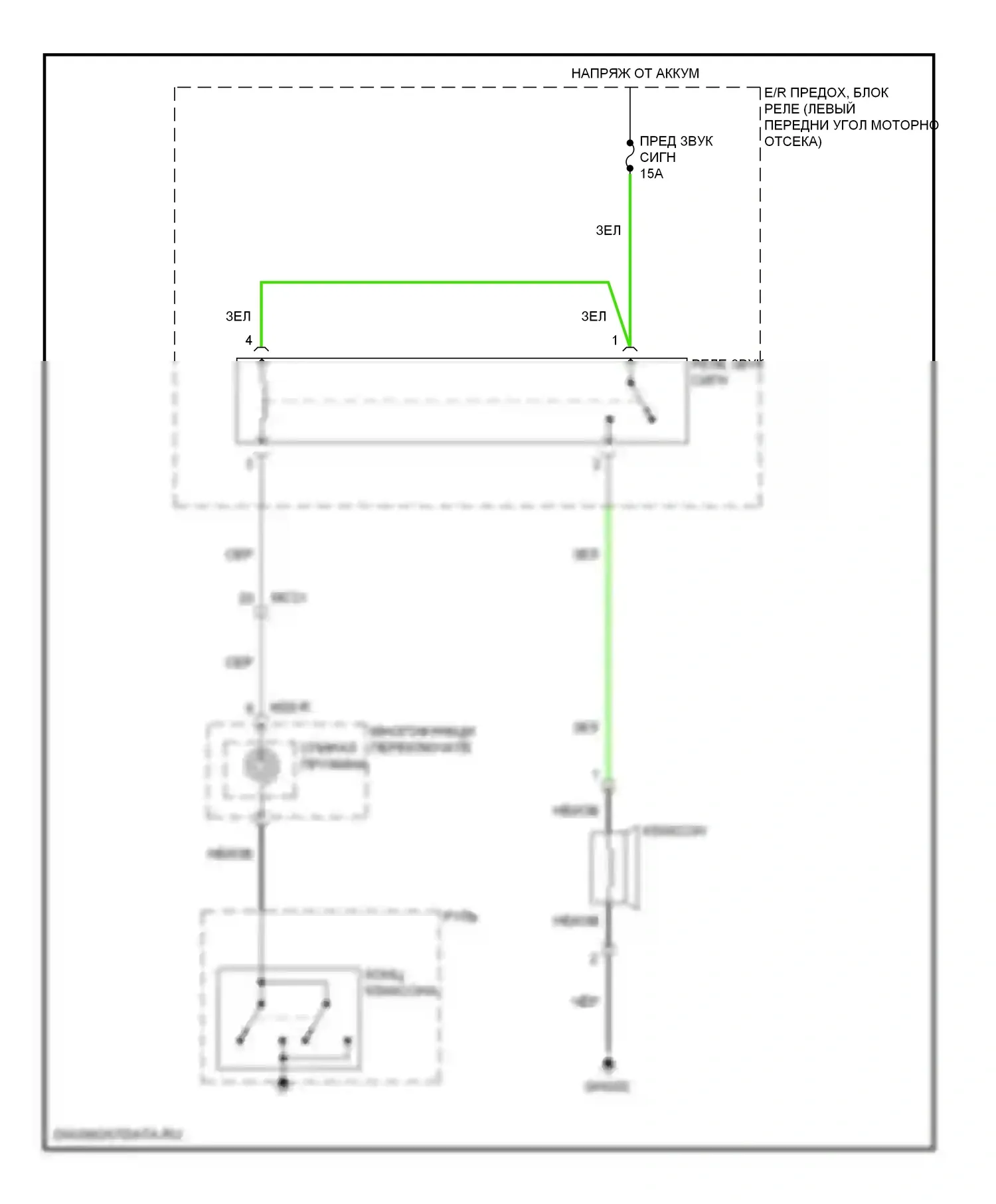 Tucson Hyundai II (2009-2015): Электросхема клаксона 