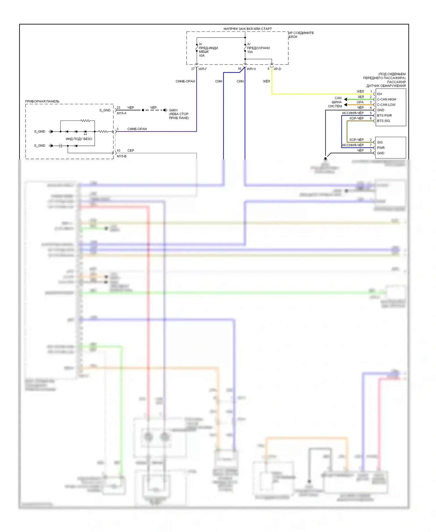 Tucson Hyundai II (2009-2015): Электросхема подушек безопасности (1 из 2) 