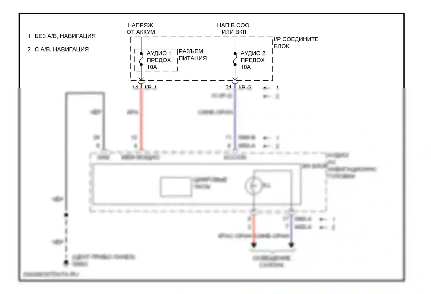 Tucson Hyundai II (2009-2015): Электросхема часов 