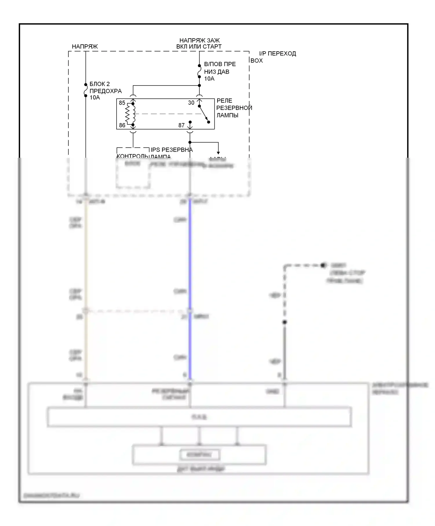 Tucson Hyundai II (2009-2015): Электросхема электрохромного зеркала, с компасом 