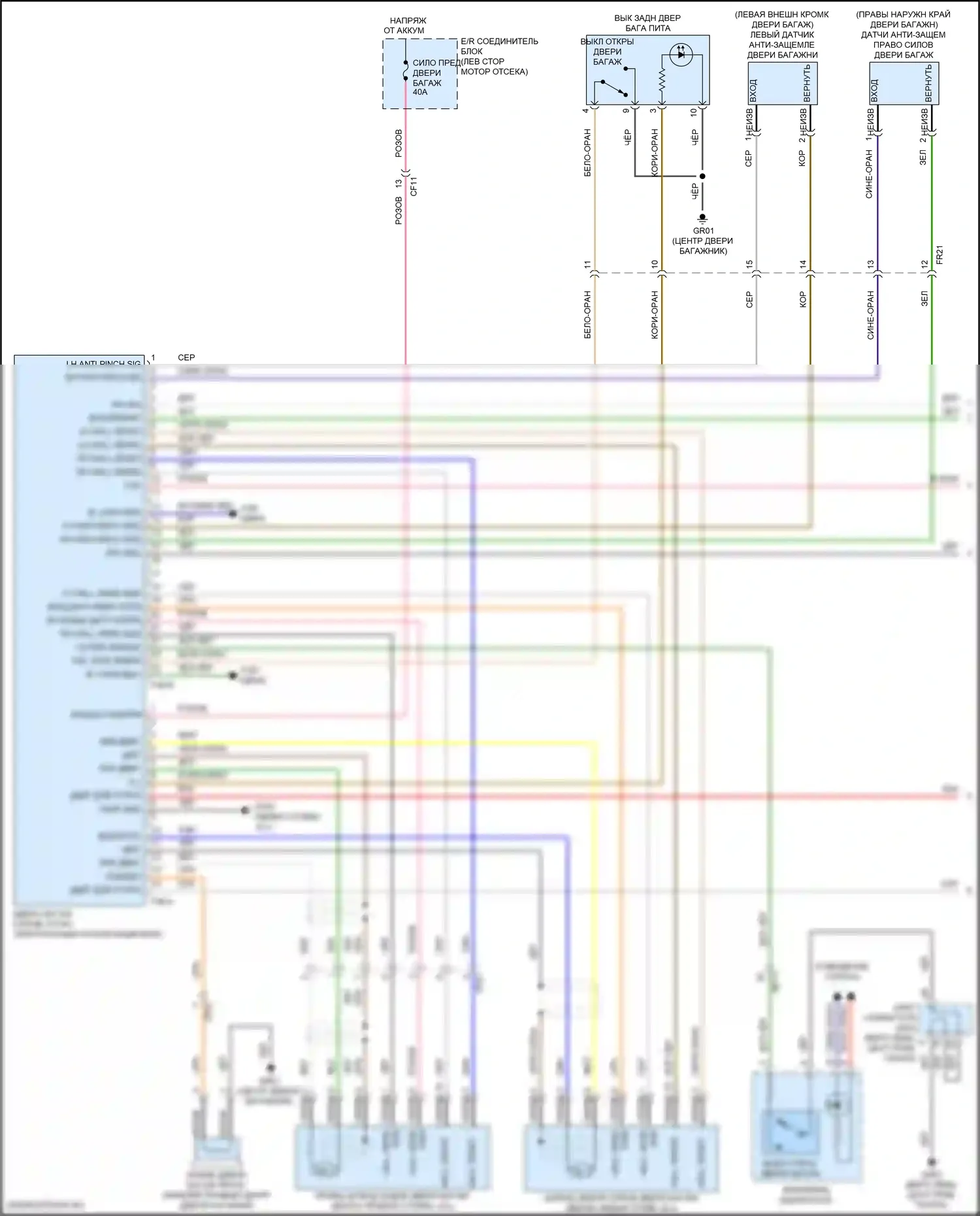 Tucson Hyundai III рестайлинг (2018-2021): Электросхема силовой двери багажника (1 из 2) 
