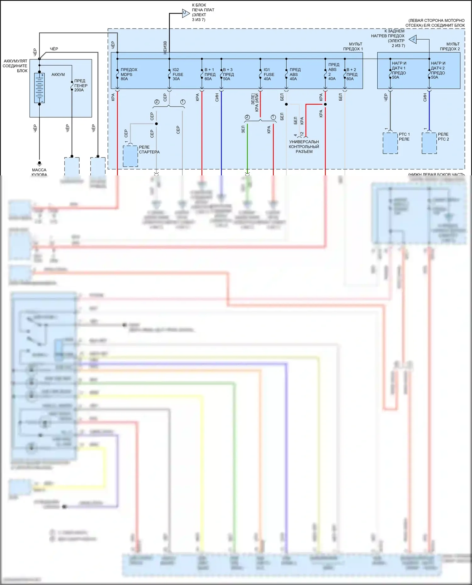 Tucson Hyundai III рестайлинг (2018-2021): Электросхема блока предохранителей реле (1 из 7) 