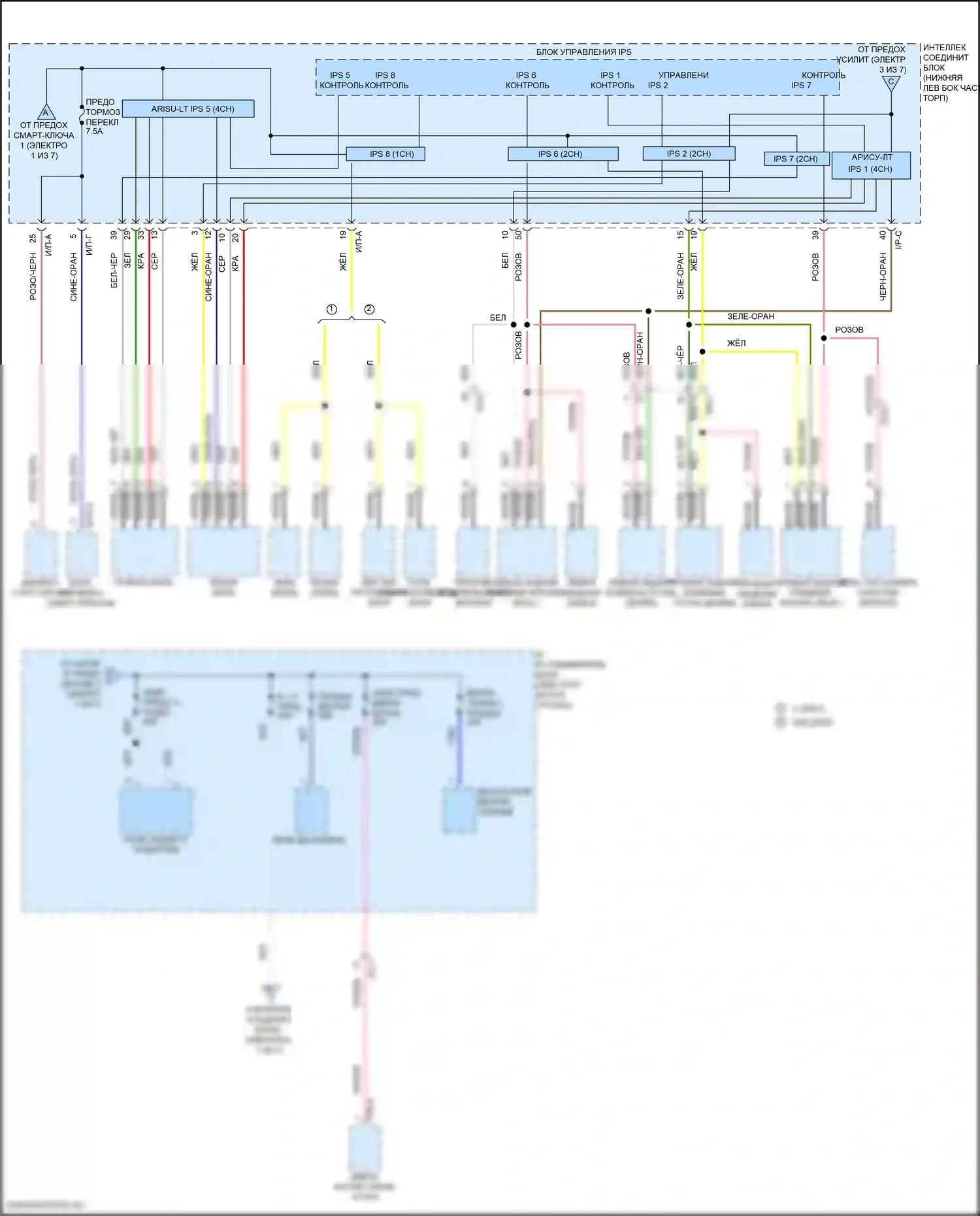 Tucson Hyundai III рестайлинг (2018-2021): Электросхема блока предохранителей реле (2 из 7) 