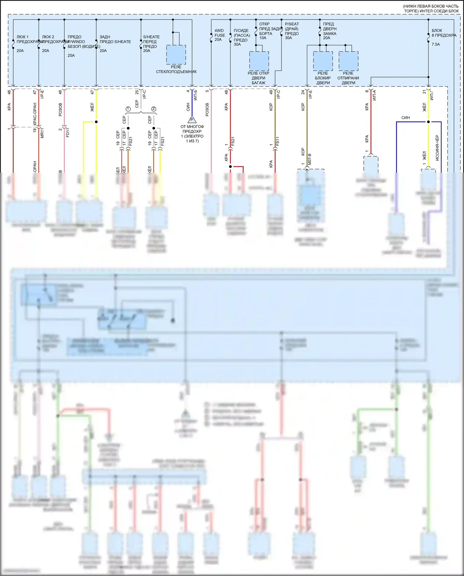Tucson Hyundai III рестайлинг (2018-2021): Электросхема блока предохранителей реле (7 из 7) 
