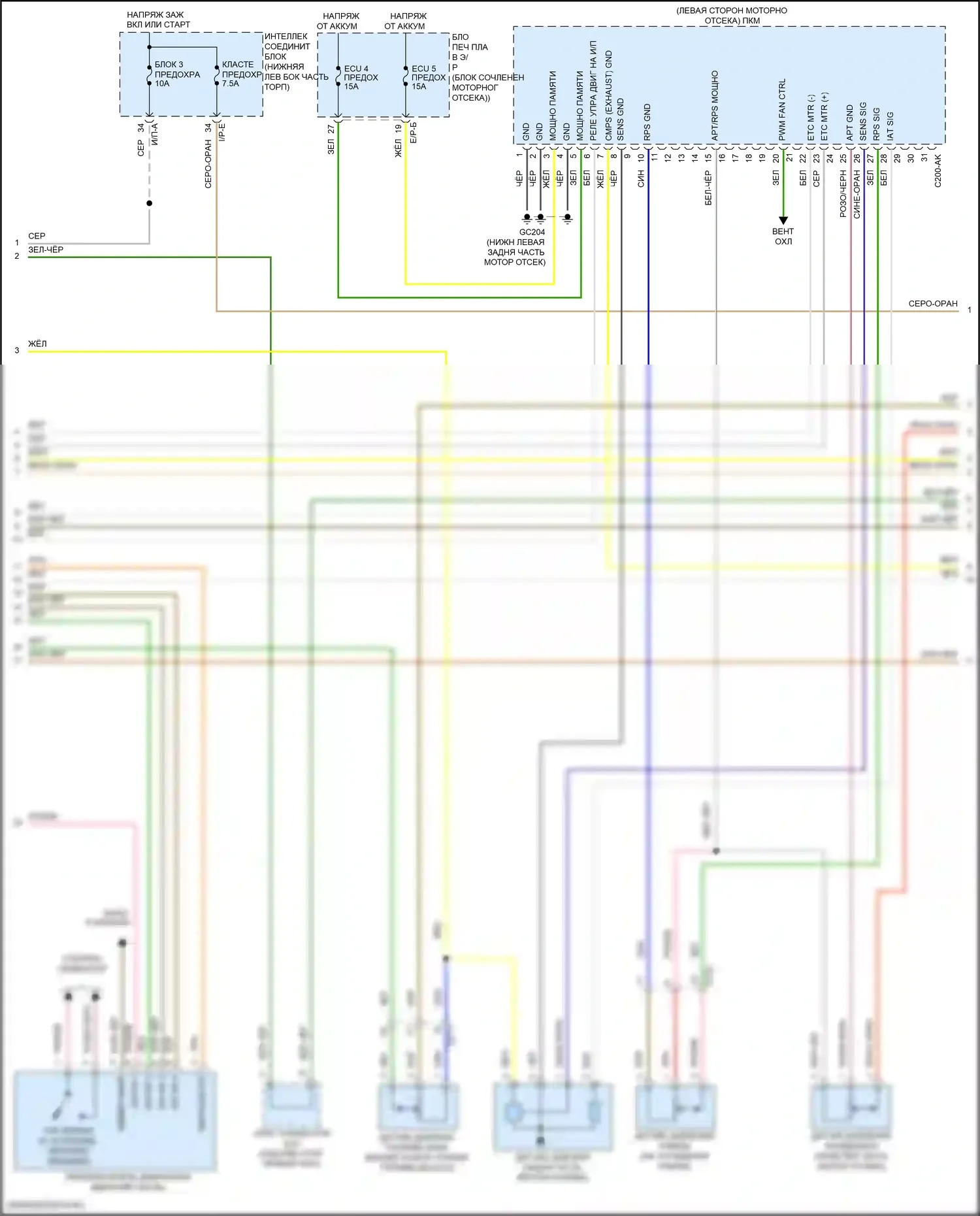 Tucson Hyundai III рестайлинг (2018-2021): Электросхема двигателя 2.0l (4 из 6) 