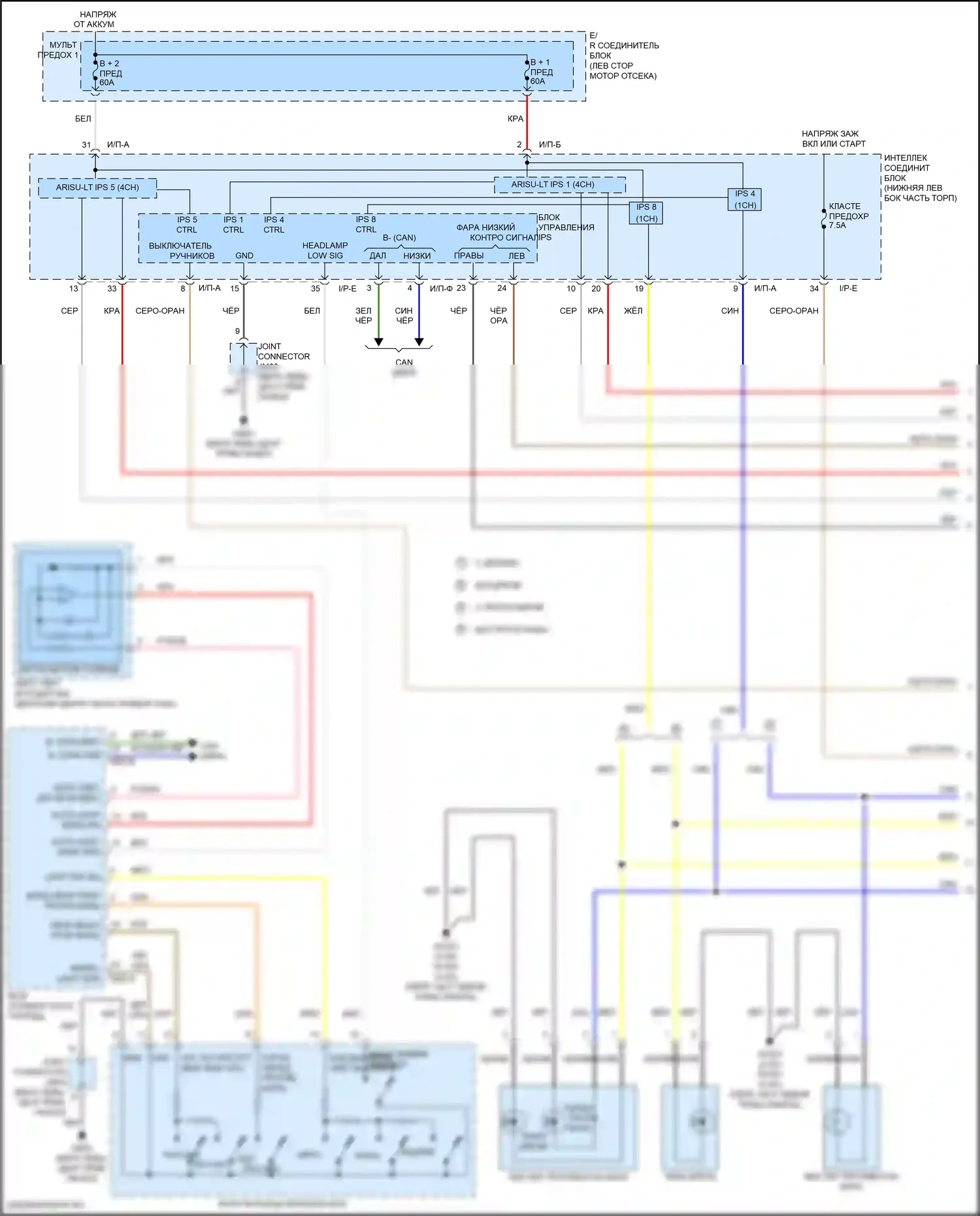 Tucson Hyundai III рестайлинг (2018-2021): Электросхема автоламп (1 из 2) 