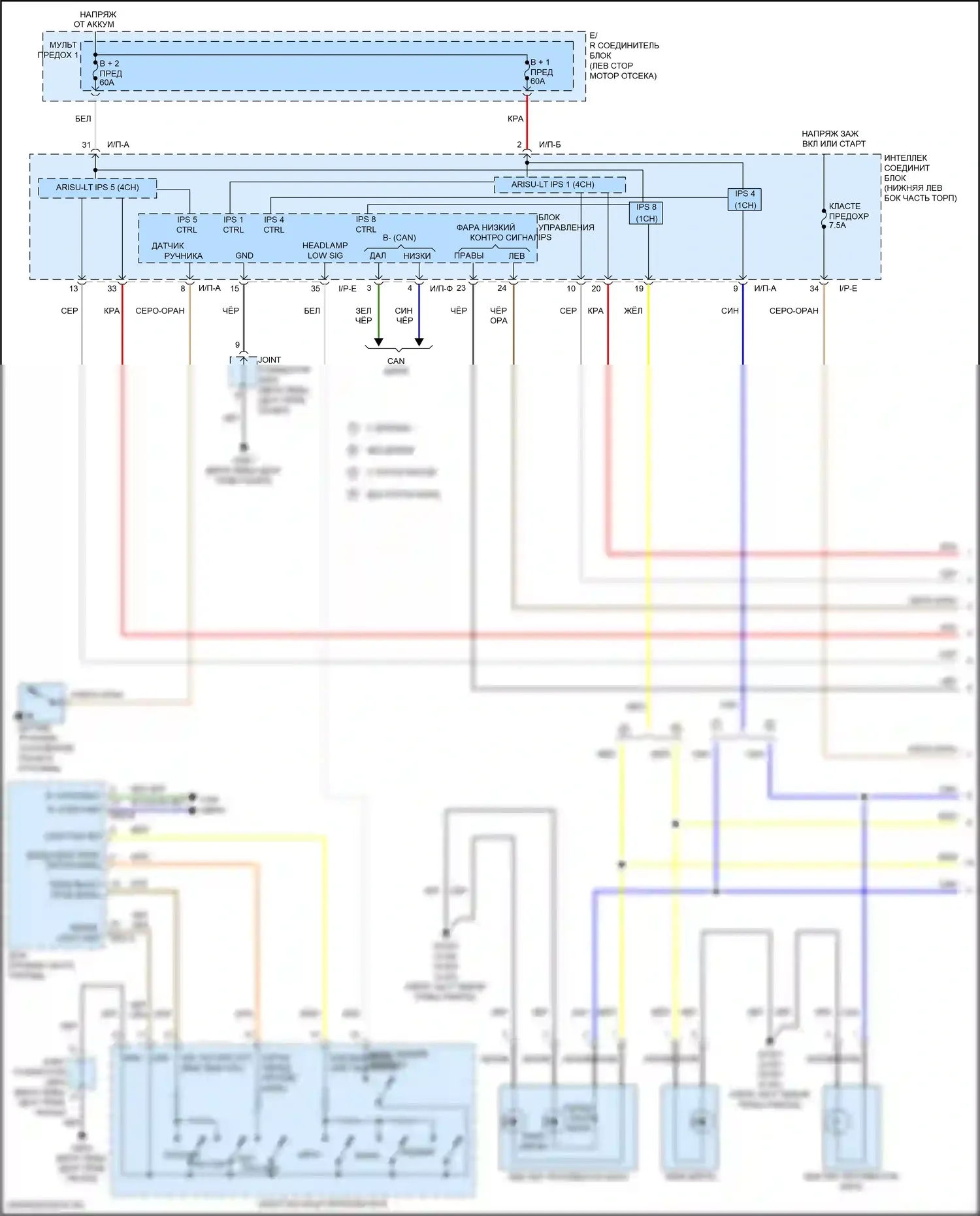 Tucson Hyundai III рестайлинг (2018-2021): Электросхема фар (1 из 2) 