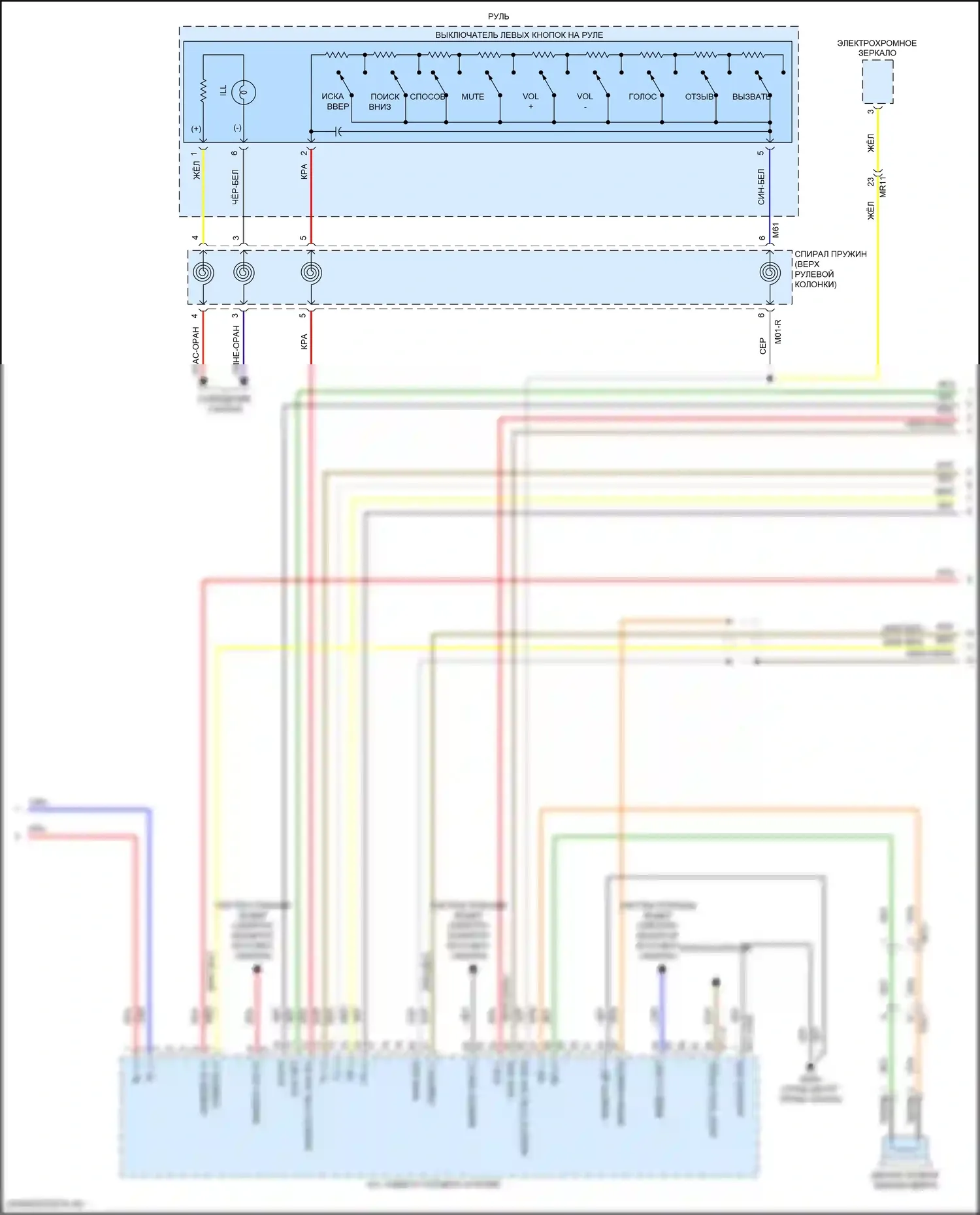 Tucson Hyundai III рестайлинг (2018-2021): Электросхема радиопровода, с навигацией, без усилителя (2 из 3) 