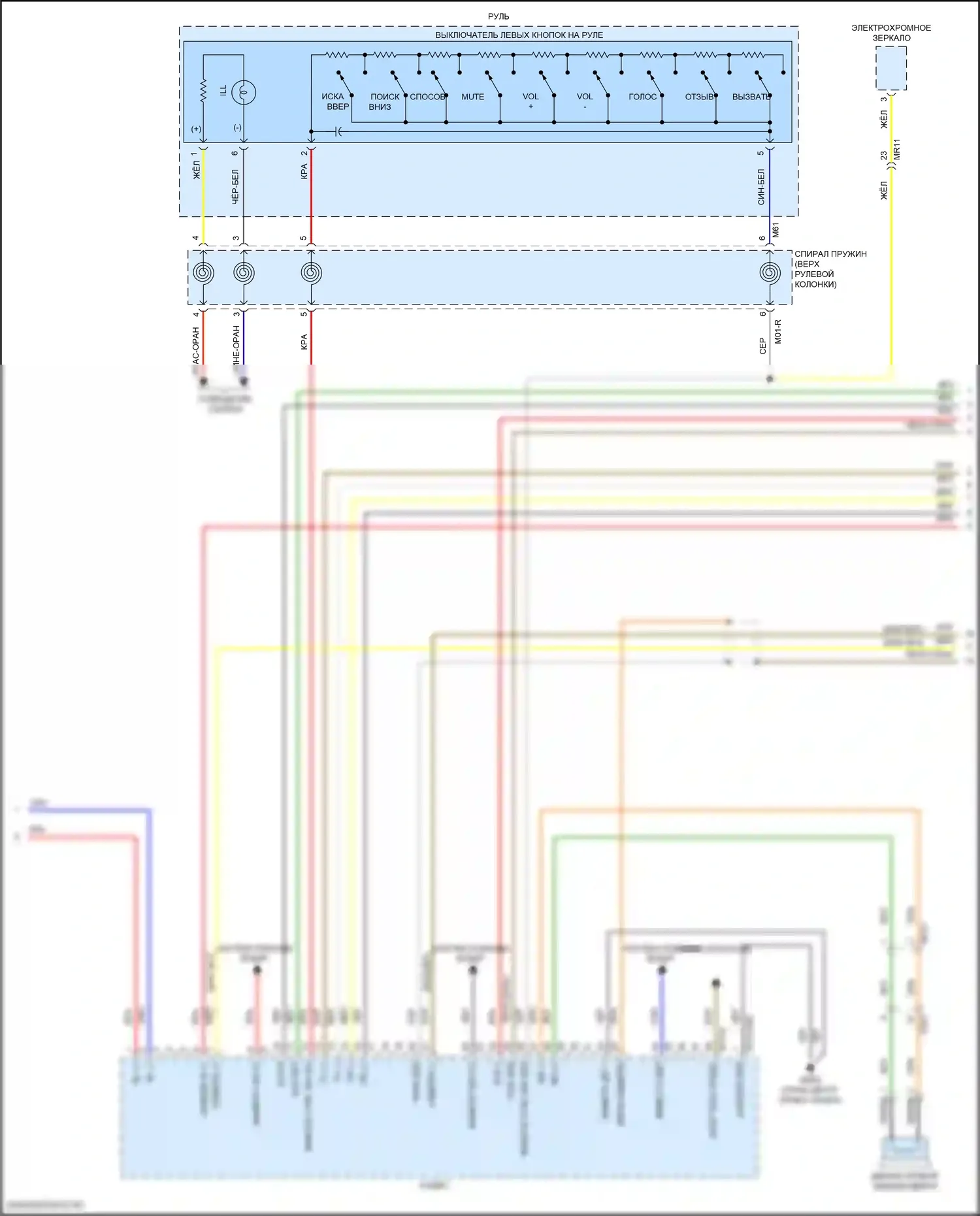 Tucson Hyundai III рестайлинг (2018-2021): Электросхема радиосистемы, без навигации и усилителя (2 из 3) 