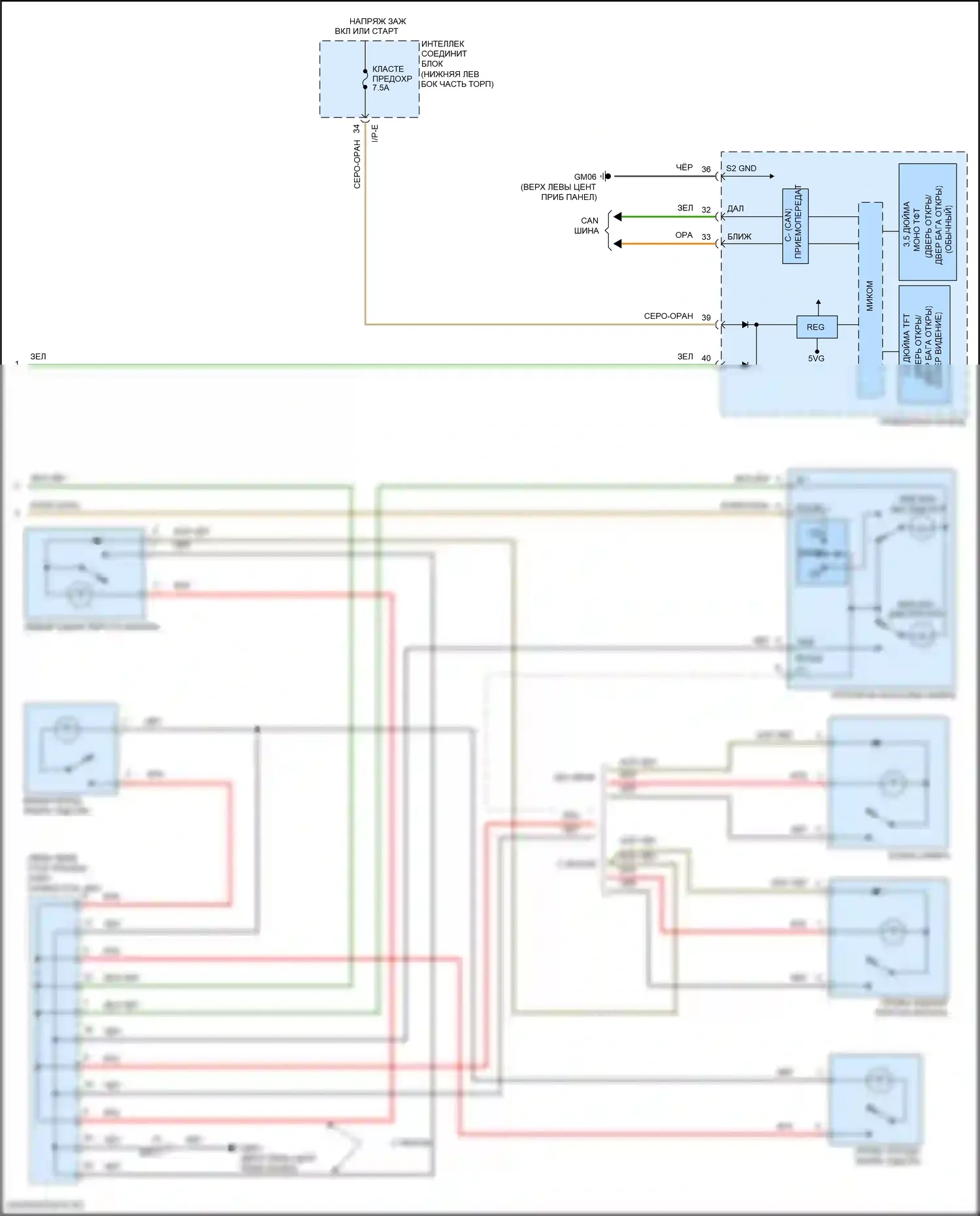 Tucson Hyundai III рестайлинг (2018-2021): Электросхема освещения салона (2 из 2) 