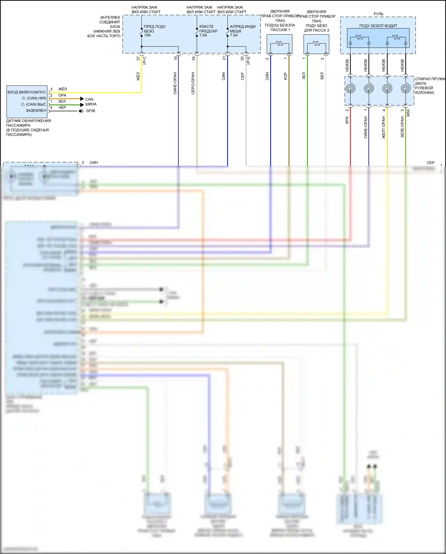 Tucson Hyundai III рестайлинг (2018-2021): Электросхема подушек безопасности (1 из 3) 