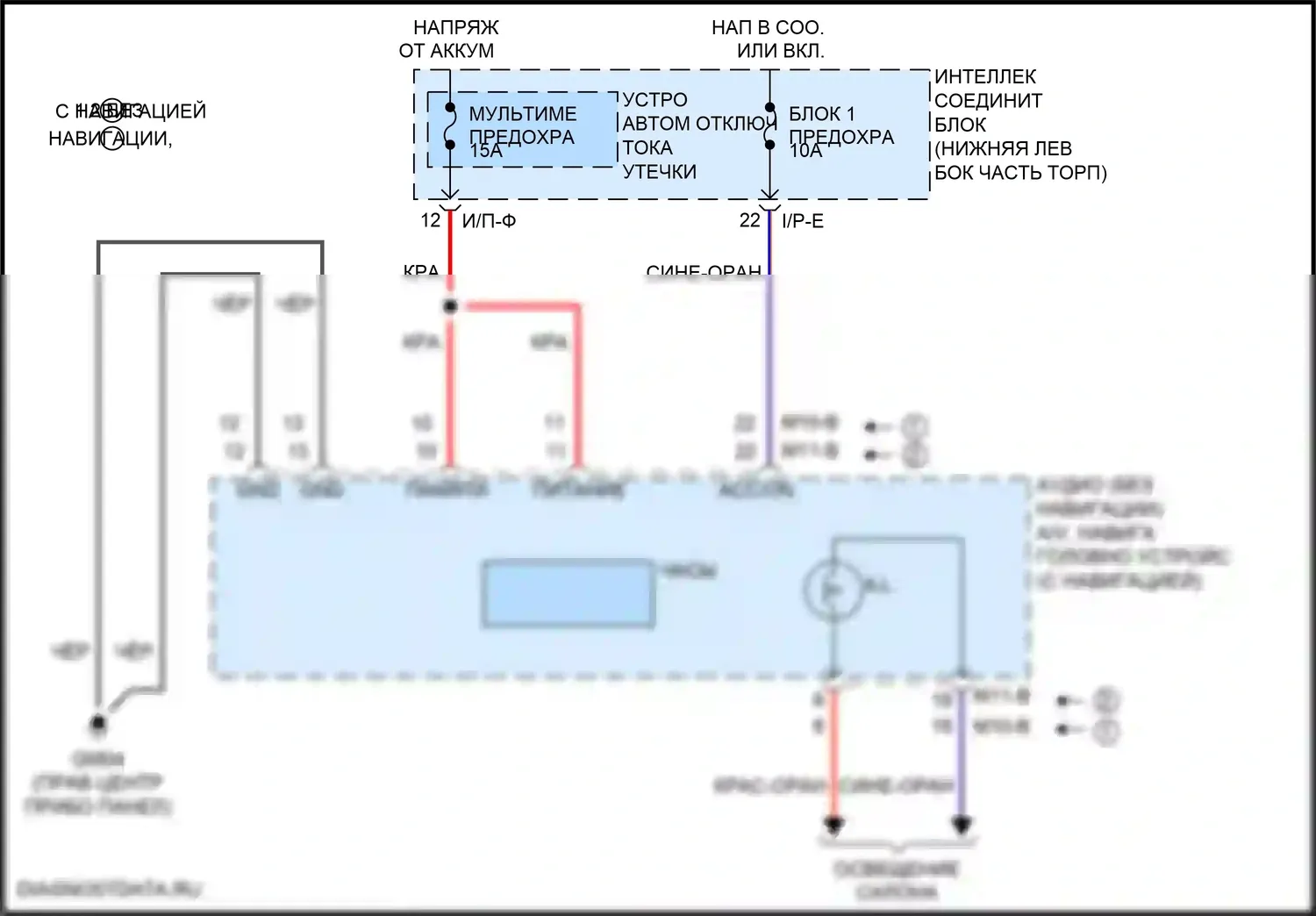 Tucson Hyundai III рестайлинг (2018-2021): Электросхема часов 