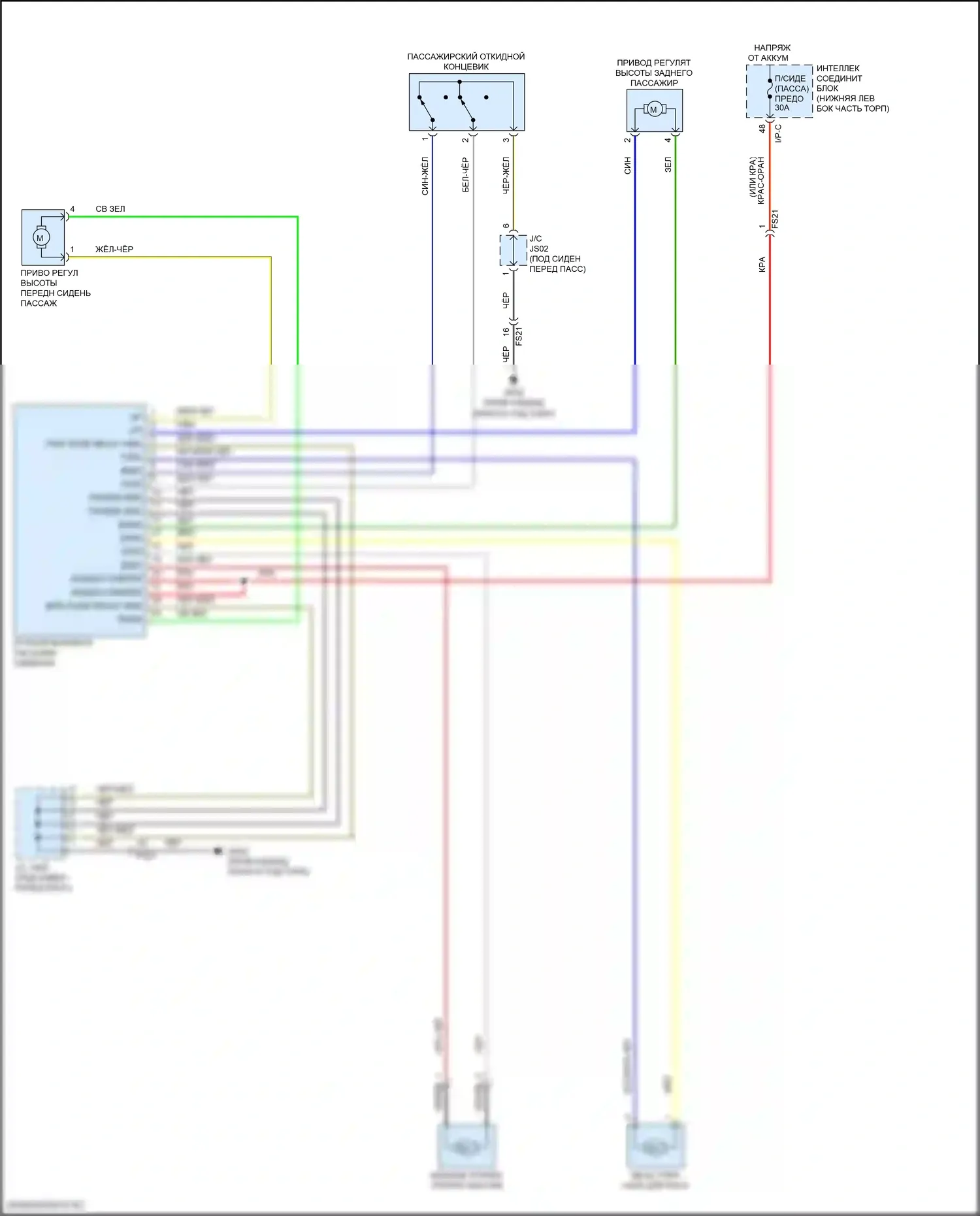 Tucson Hyundai III рестайлинг (2018-2021): Электросхема сиденья питания для пассажиров 