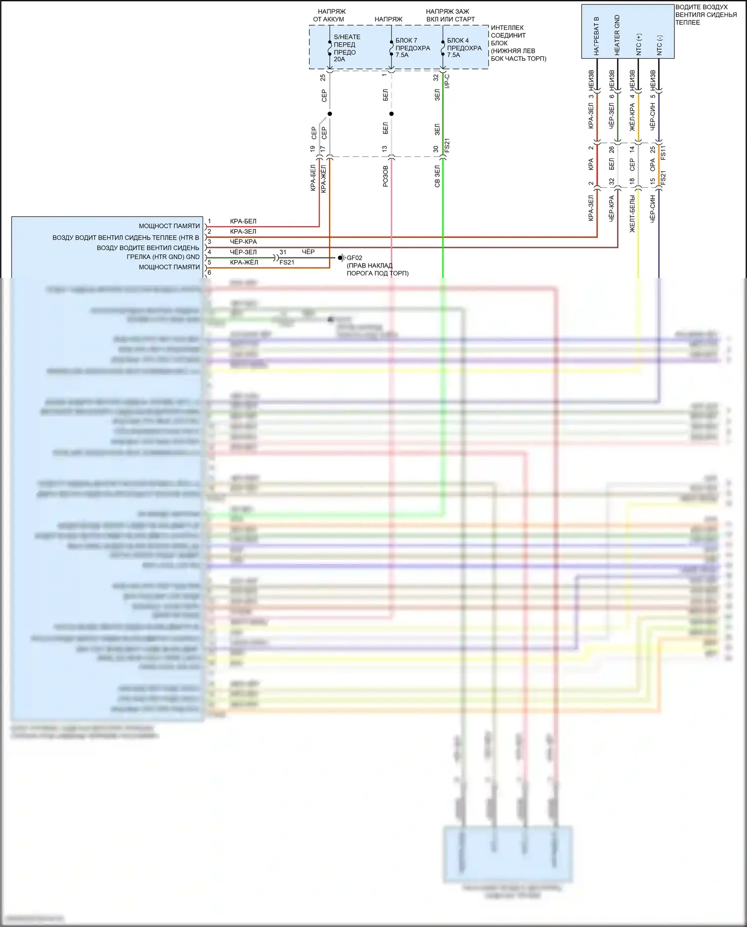 Tucson Hyundai III рестайлинг (2018-2021): Электросхема вентиляции сиденья (1 из 2) 