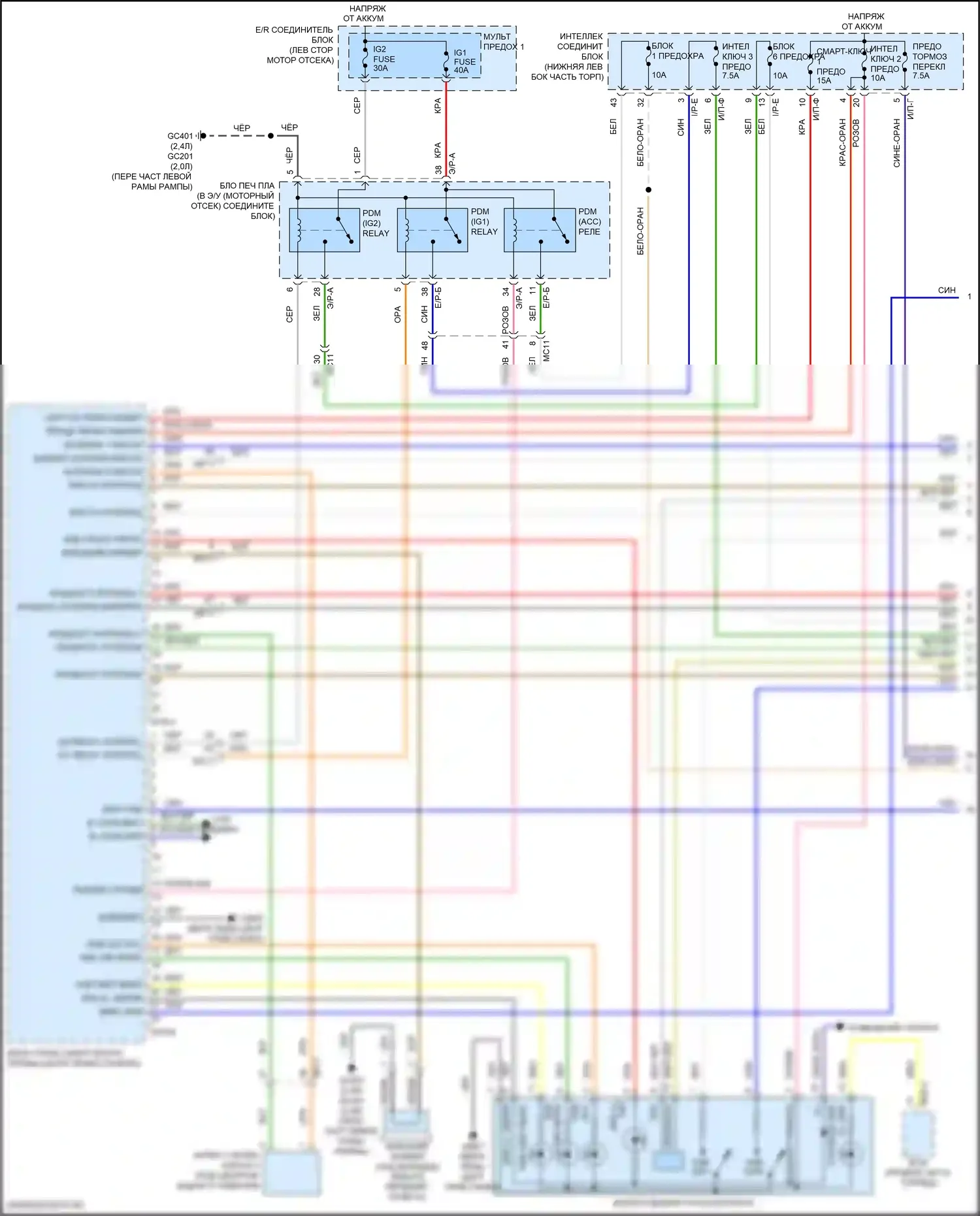 Tucson Hyundai III рестайлинг (2018-2021): Электросхема иммобилайзера, с системой интеллектуальных ключей (1 из 2) 