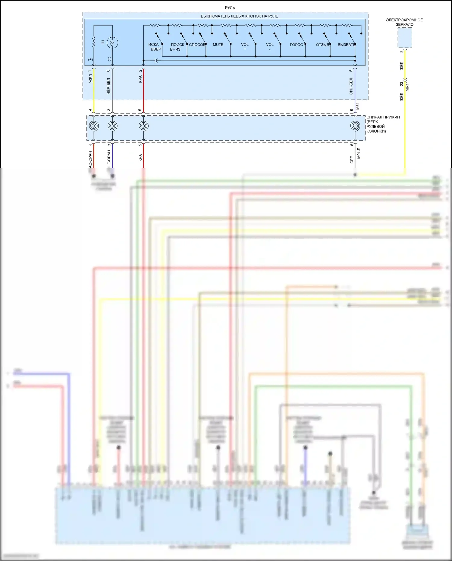 Tucson Hyundai III рестайлинг (2018-2021): Электросхема навигации, без усилителя (2 из 3) 