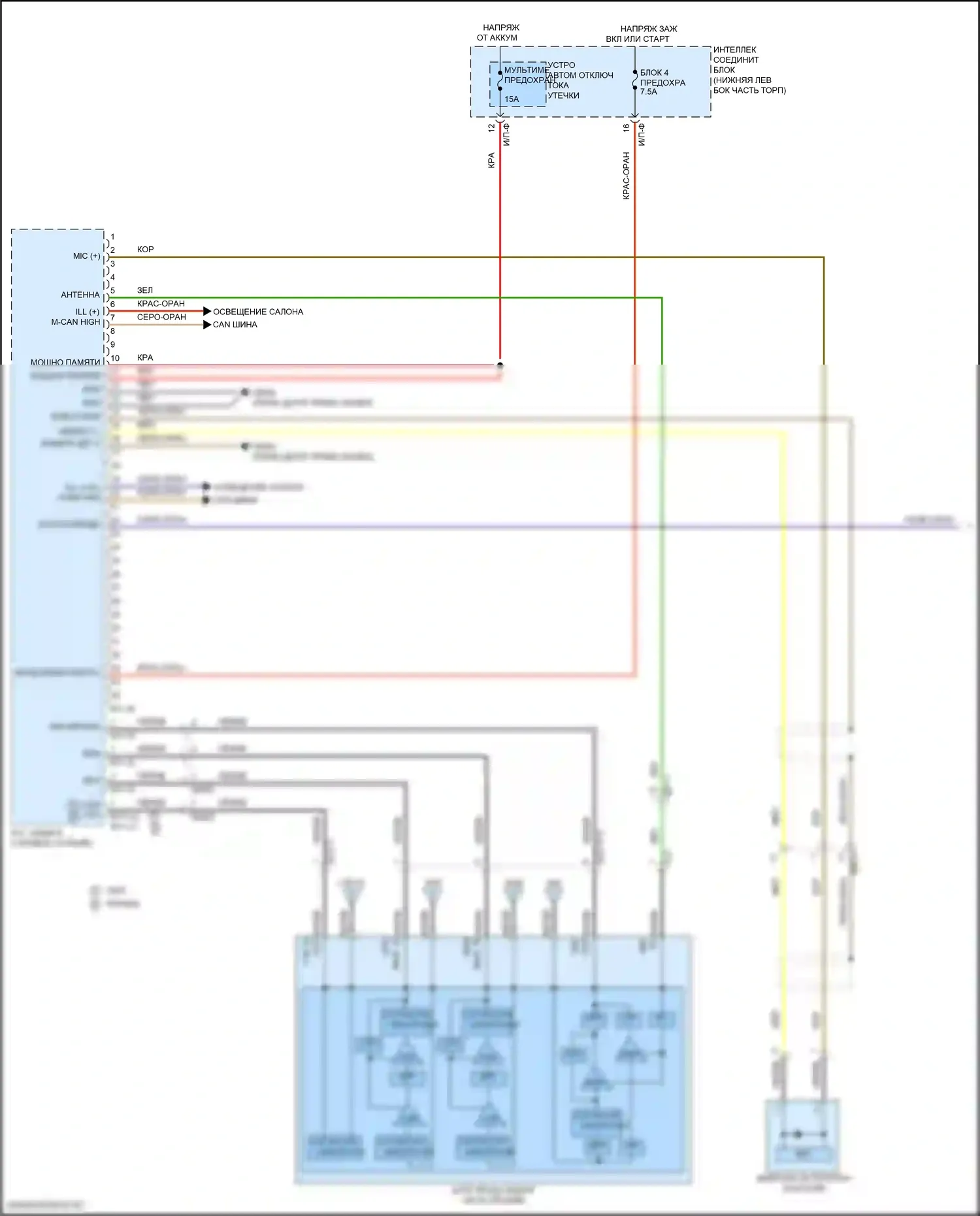 Tucson Hyundai III рестайлинг (2018-2021): Электросхема навигации, с усилителем (1 из 4) 