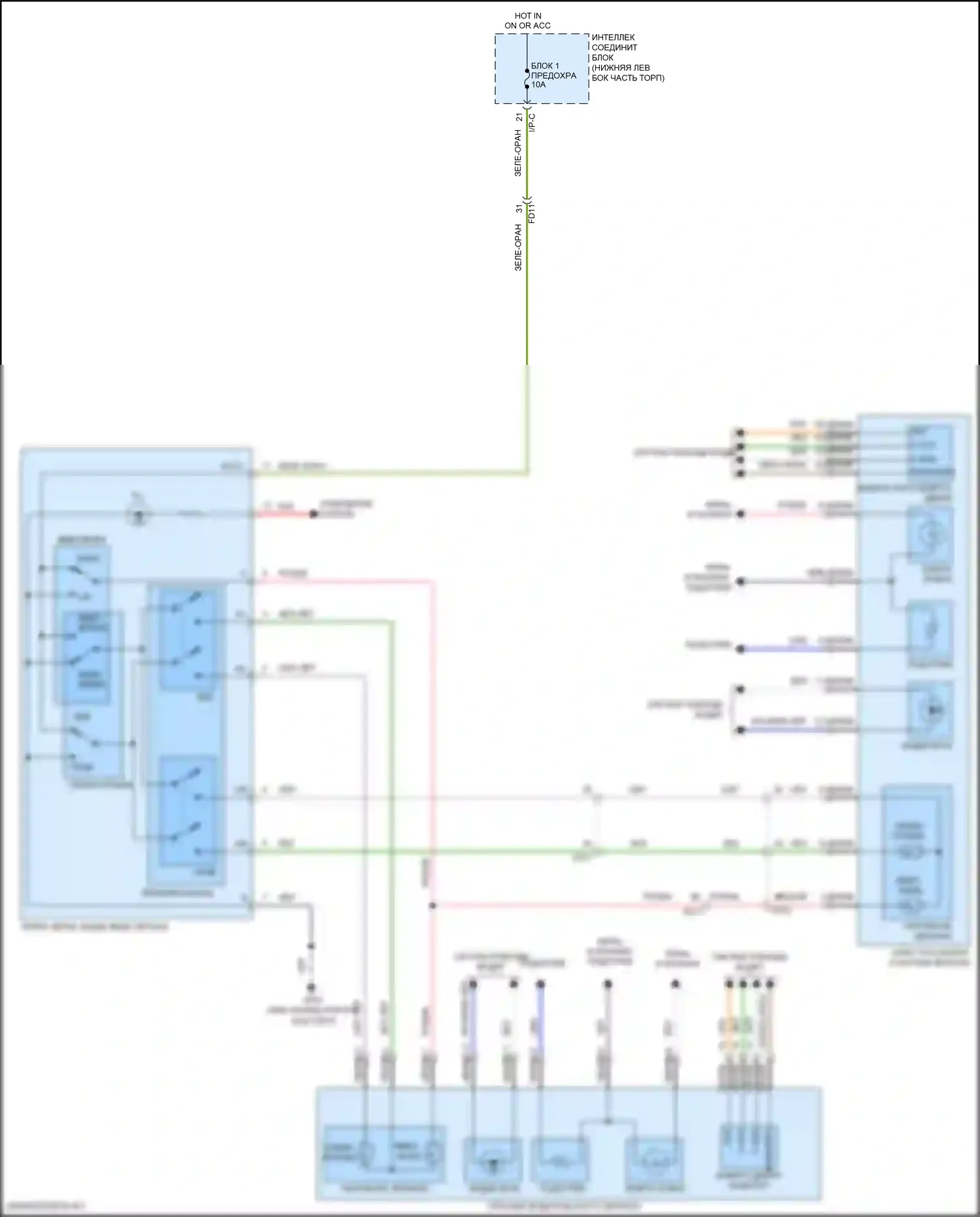 Tucson Hyundai III рестайлинг (2018-2021): Электросхема управления зеркалами заднего вида 
