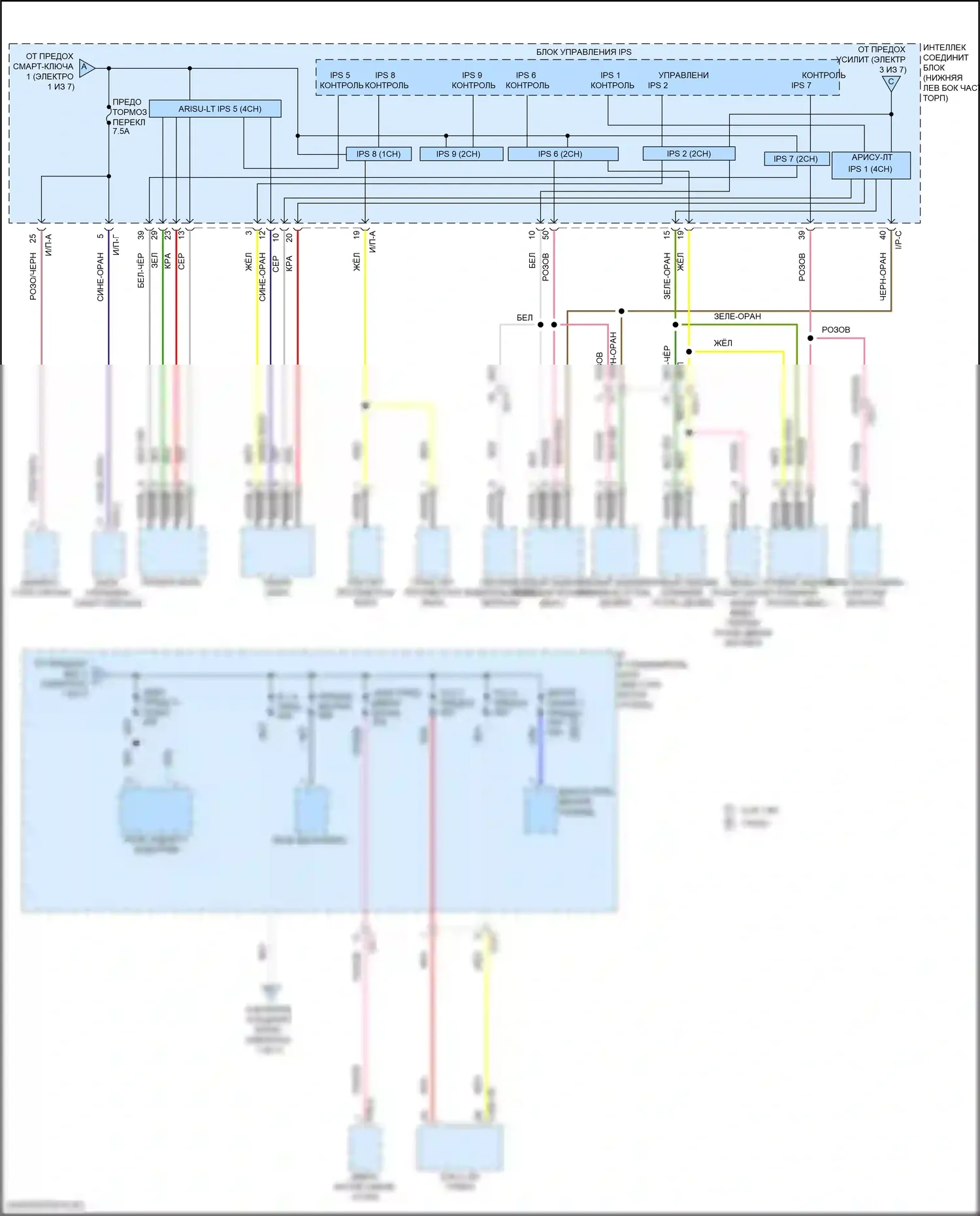 Tucson Hyundai III (2015-2018): Электросхема блока предохранителей реле (2 из 7) 