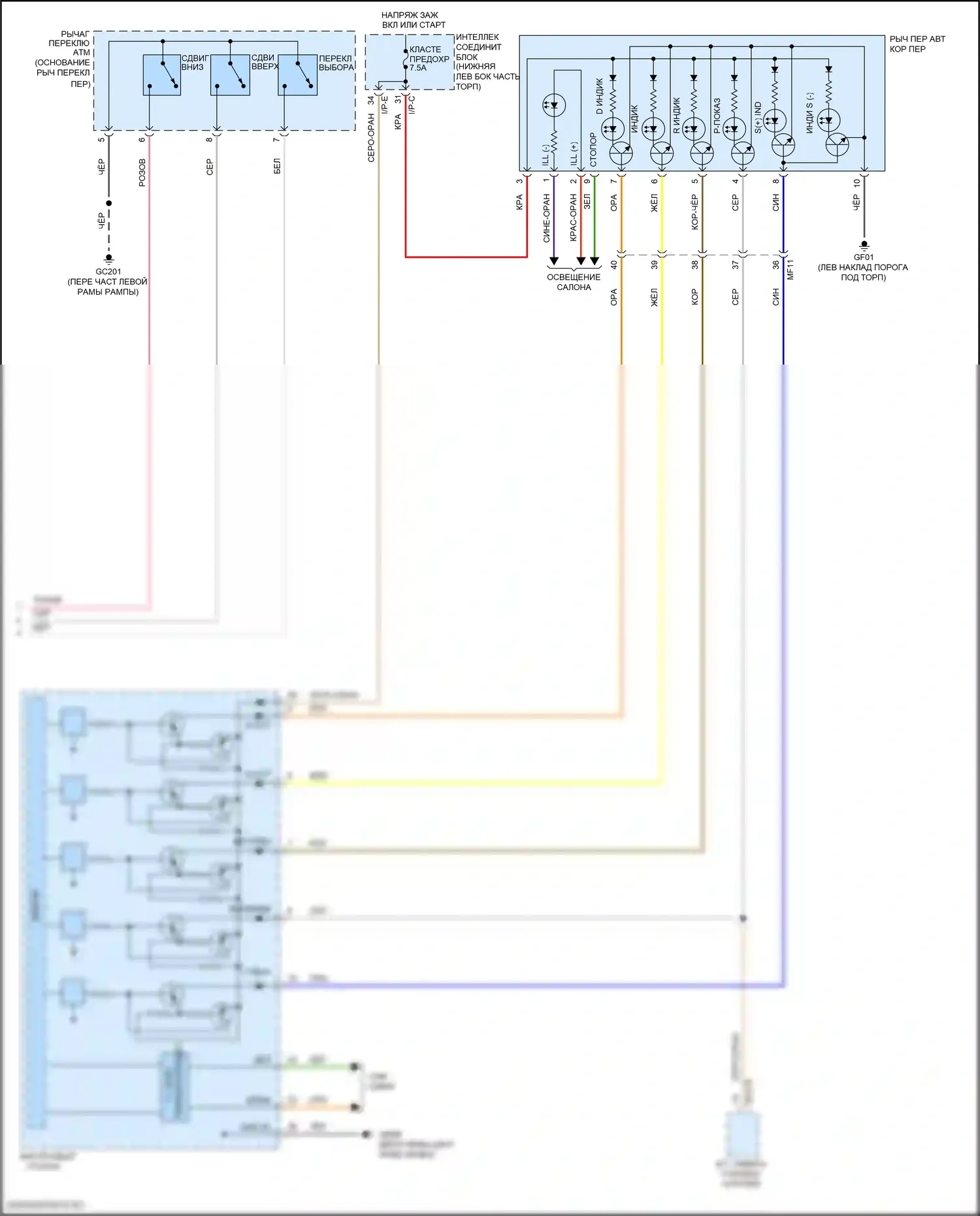 Tucson Hyundai III (2015-2018): 2,0л, электросхема автоматической коробки передач (2 из 2) 
