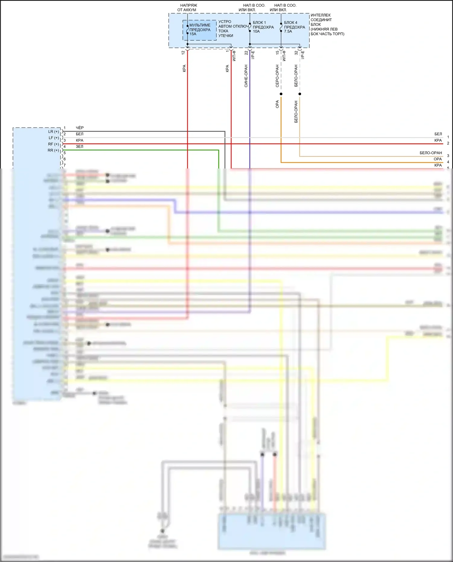 Tucson Hyundai III (2015-2018): Электросхема магнитолы, без навигации (1 из 3) 