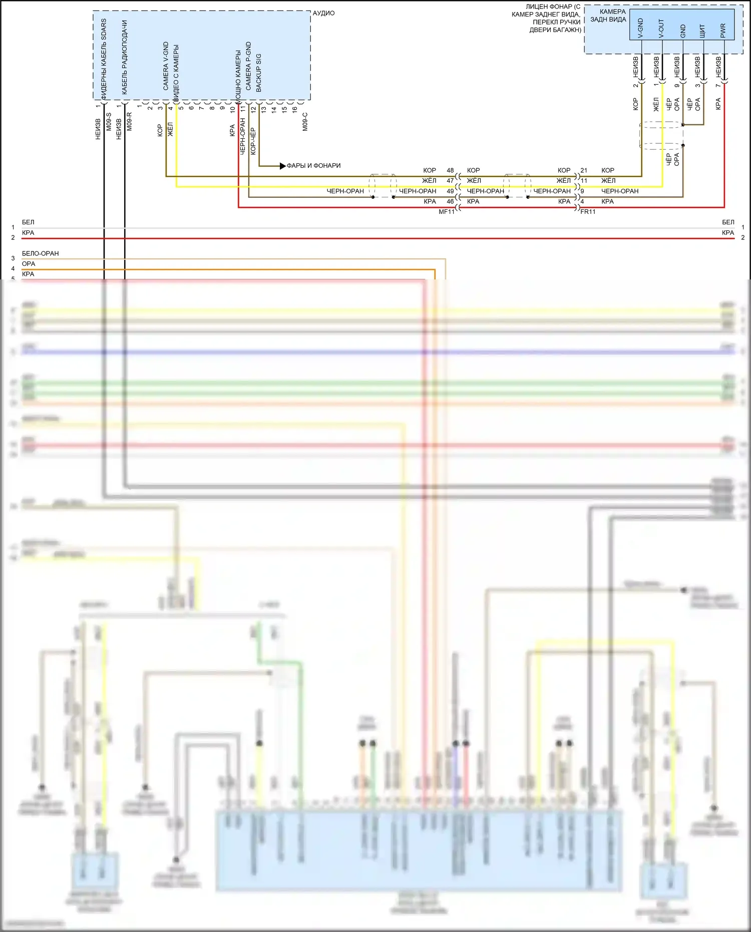 Tucson Hyundai III (2015-2018): Электросхема магнитолы, без навигации (2 из 3) 