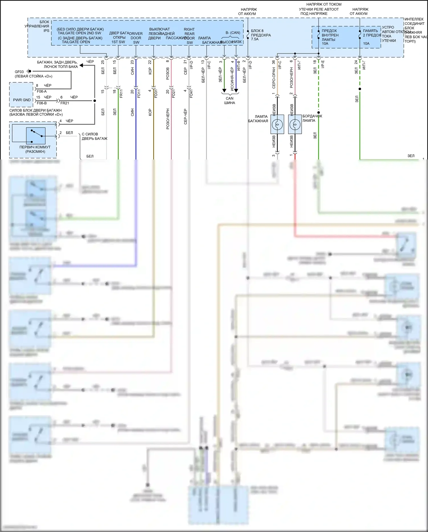Tucson Hyundai III (2015-2018): Электросхема освещения салона (1 из 2) 
