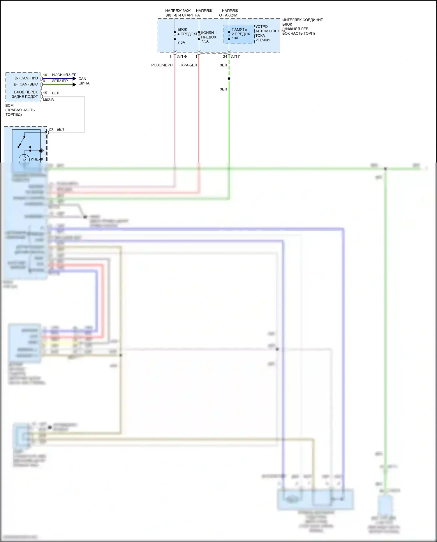 Tucson Hyundai III (2015-2018): Электросхема подогрева стекол, с автоматическим подогревом (1 из 2) 