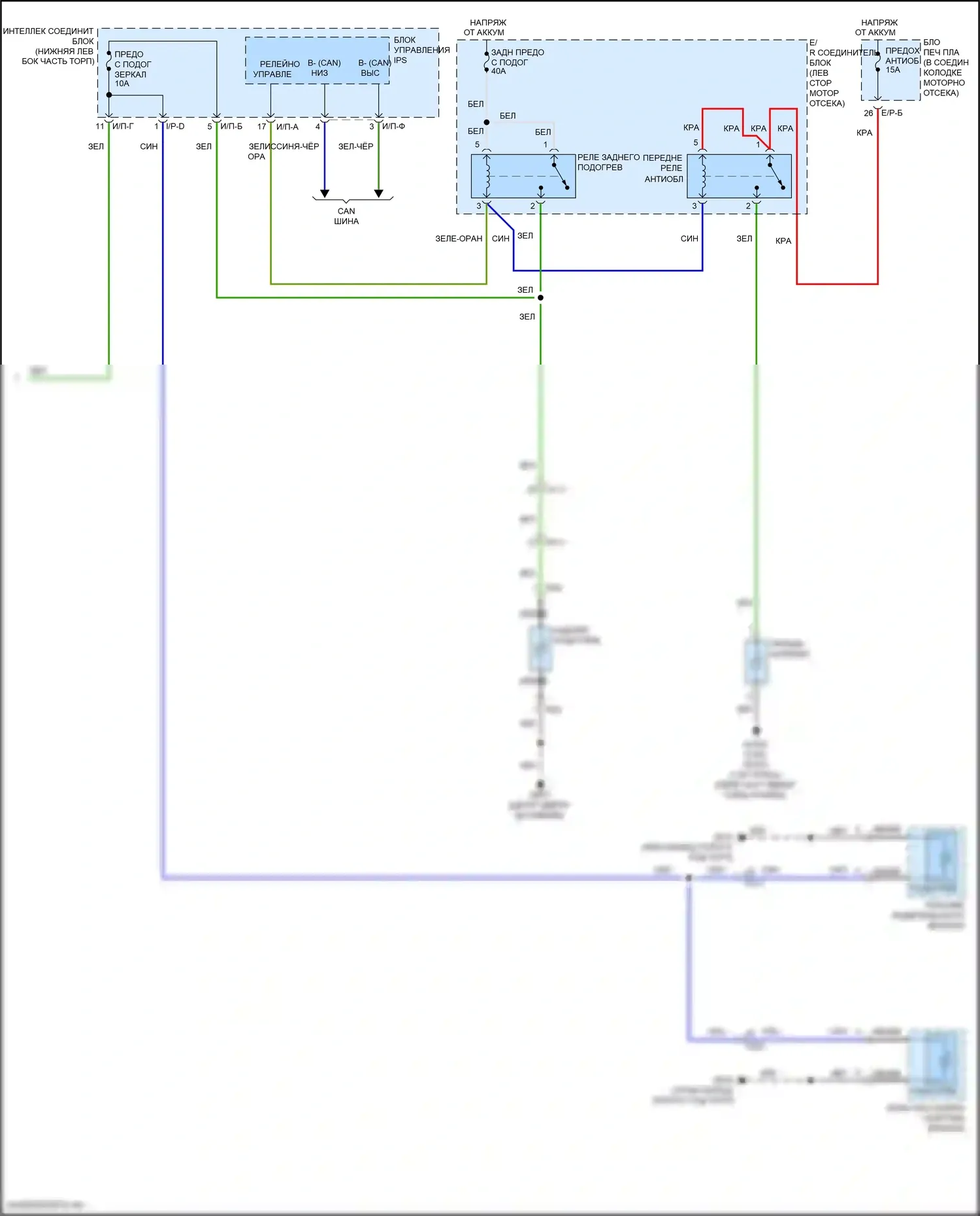 Tucson Hyundai III (2015-2018): Электросхема подогрева стекол, с автоматическим подогревом (2 из 2) 