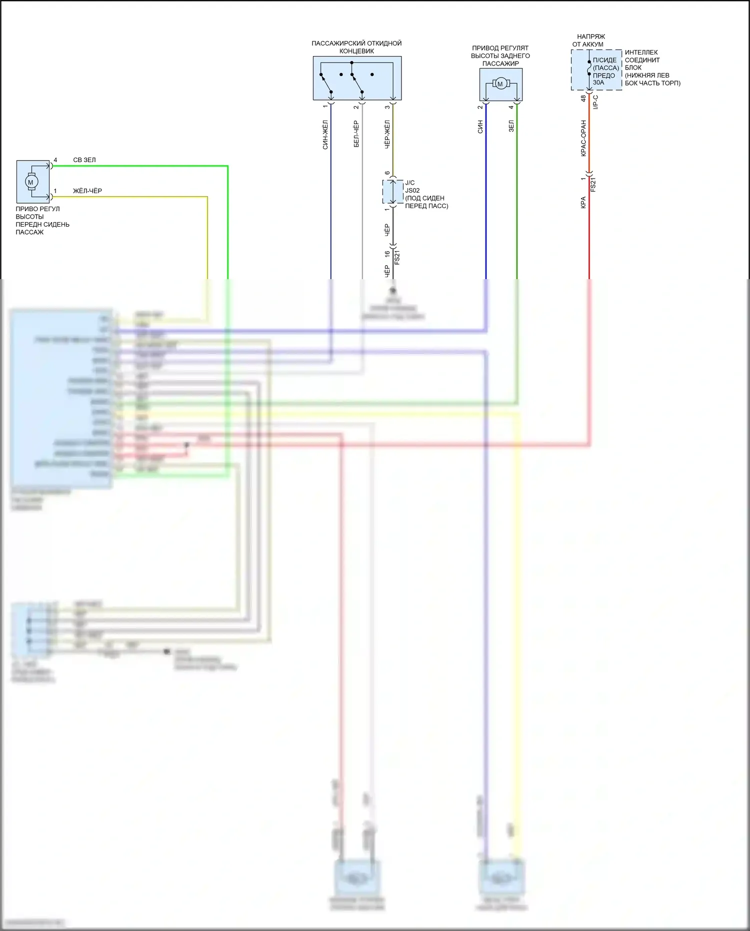 Tucson Hyundai III (2015-2018): Электросхема сиденья питания для пассажиров 