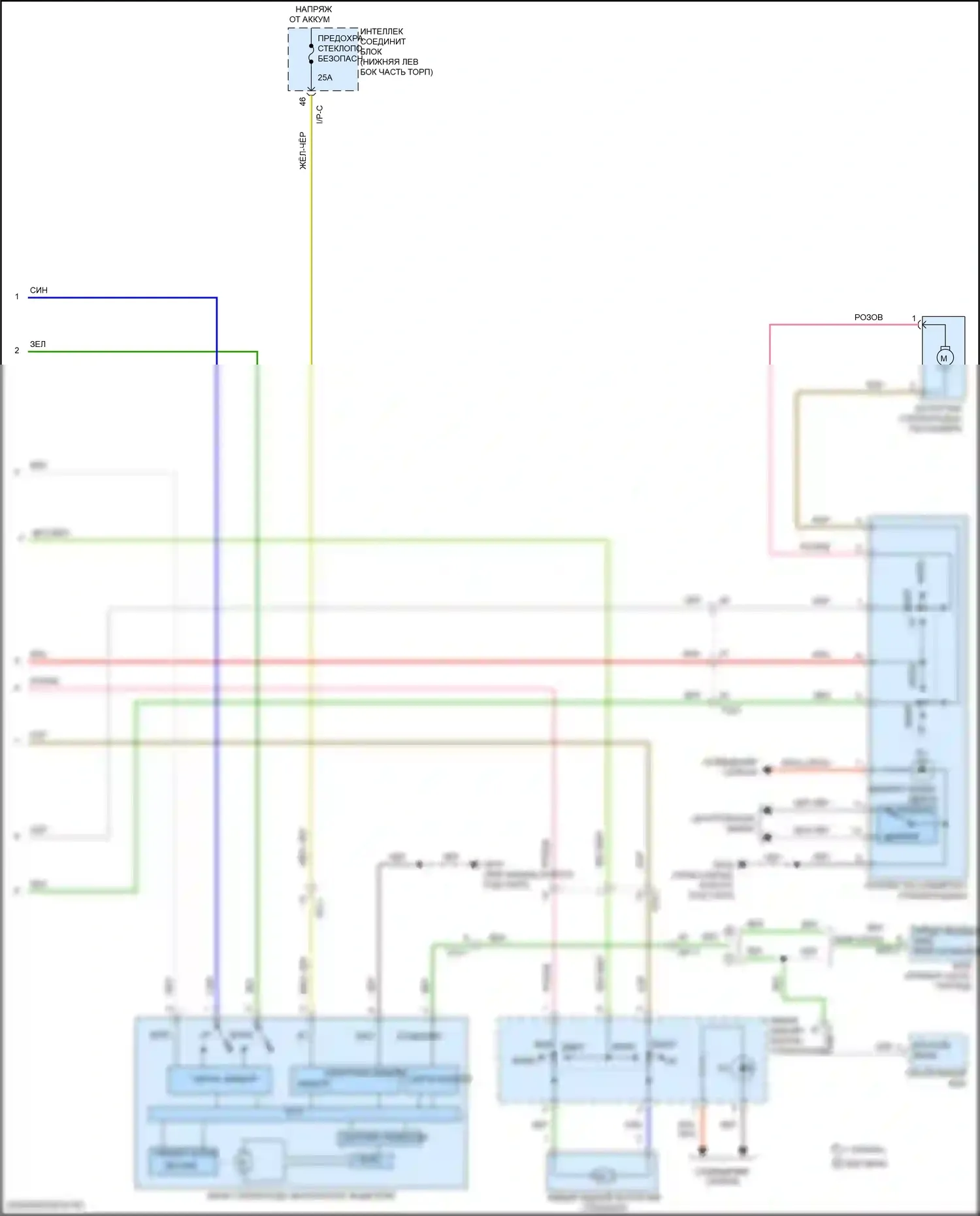 Tucson Hyundai III (2015-2018): Электросхема стеклоподъемников, с предохранительными стеклоподъемниками (2 из 2) 