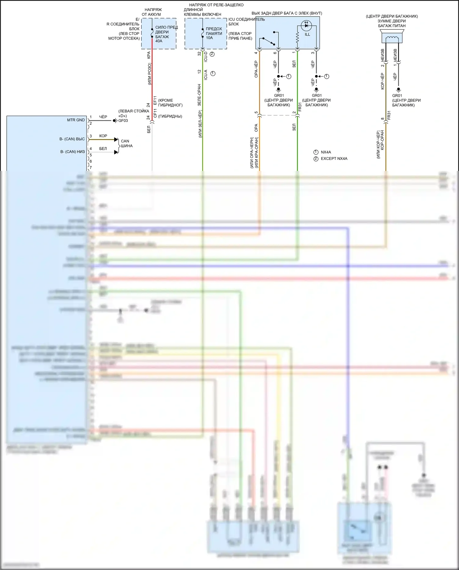 Tucson Hyundai IV (2020-2024): Электросхема силовой двери багажника (1 из 2) 