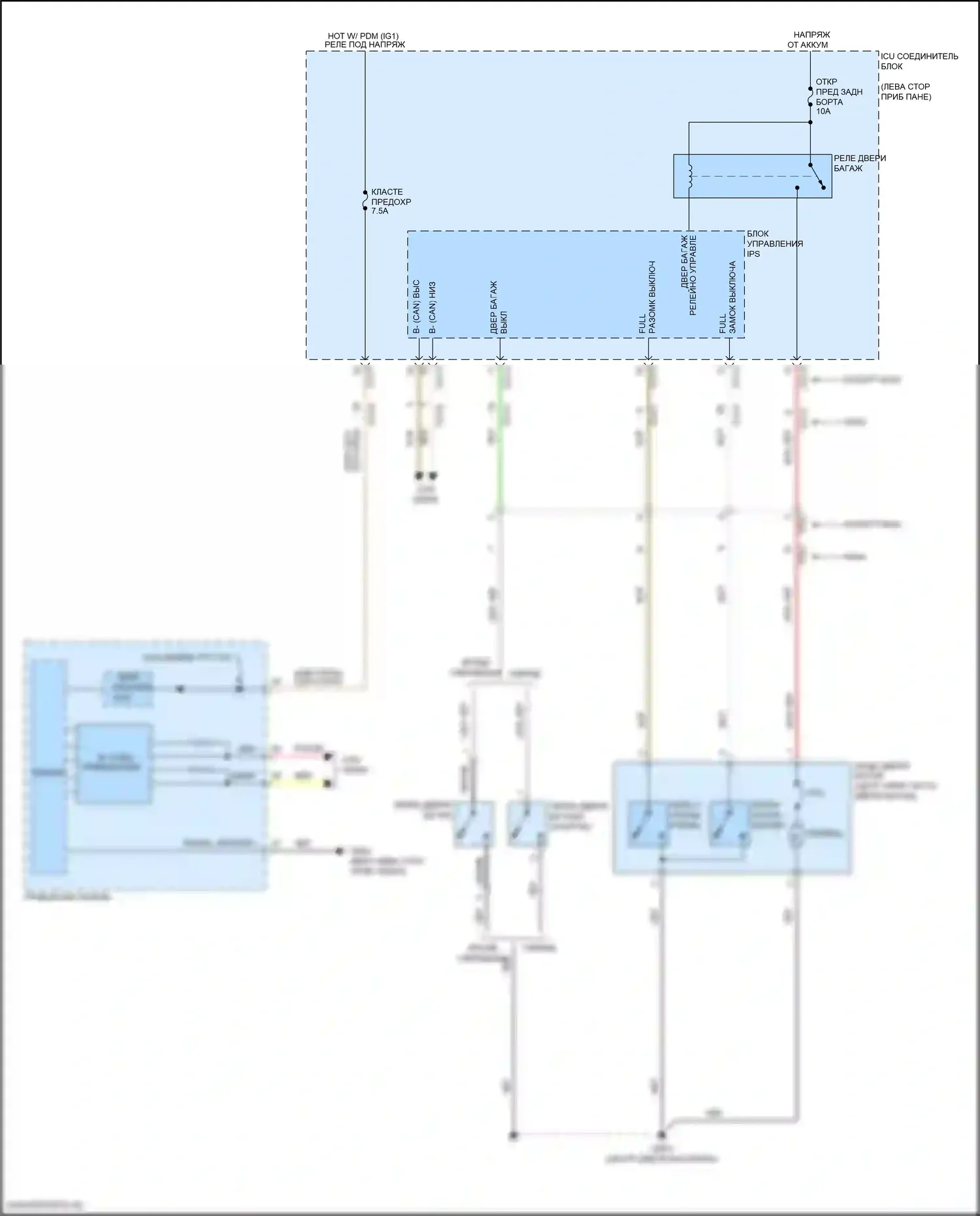 Tucson Hyundai IV (2020-2024): Электросхема выпуска двери багажника 