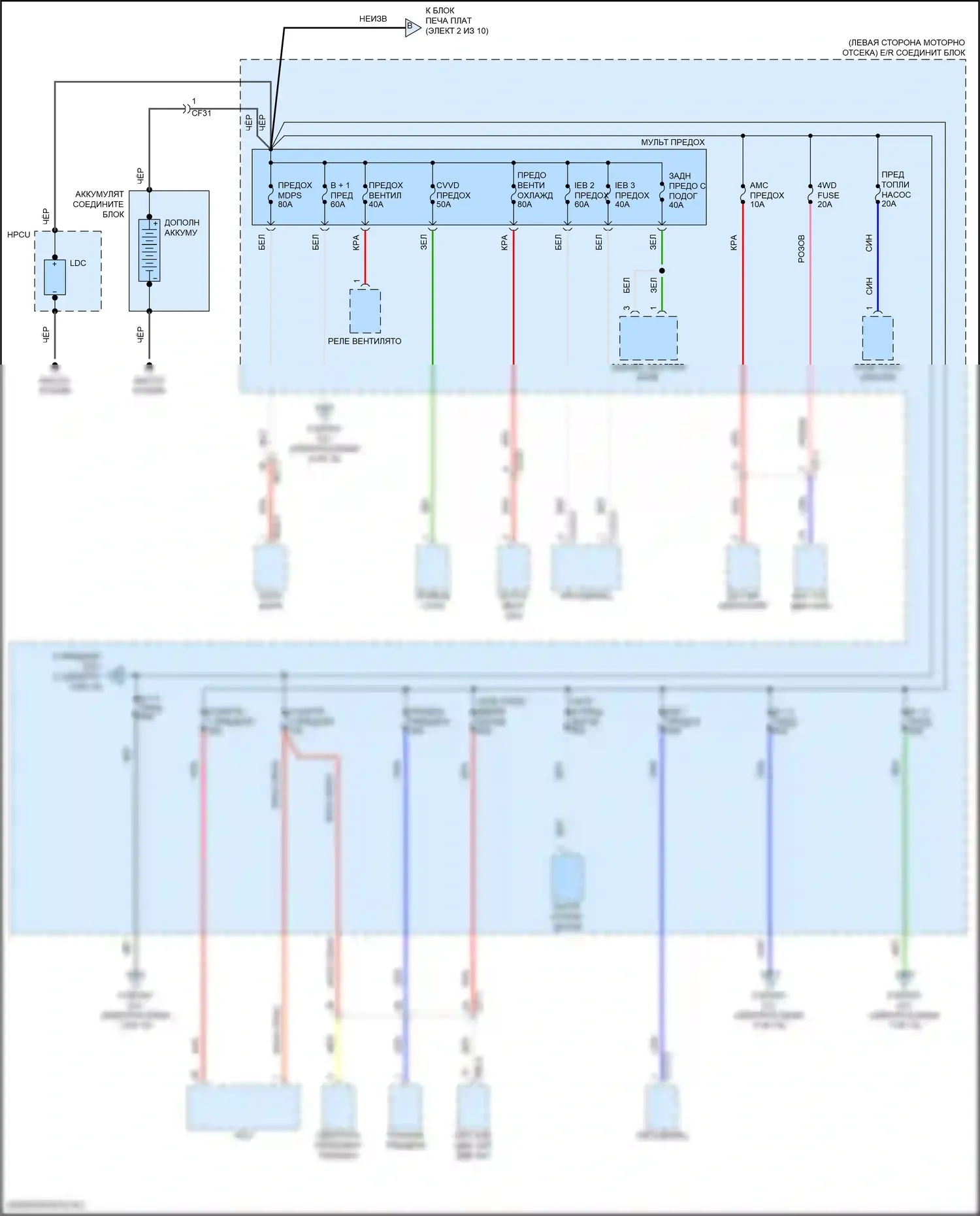 Tucson Hyundai IV (2020-2024): 1.6л подключаемый гибрид, электросхема блока релейных предохранителей (1 из 10) 