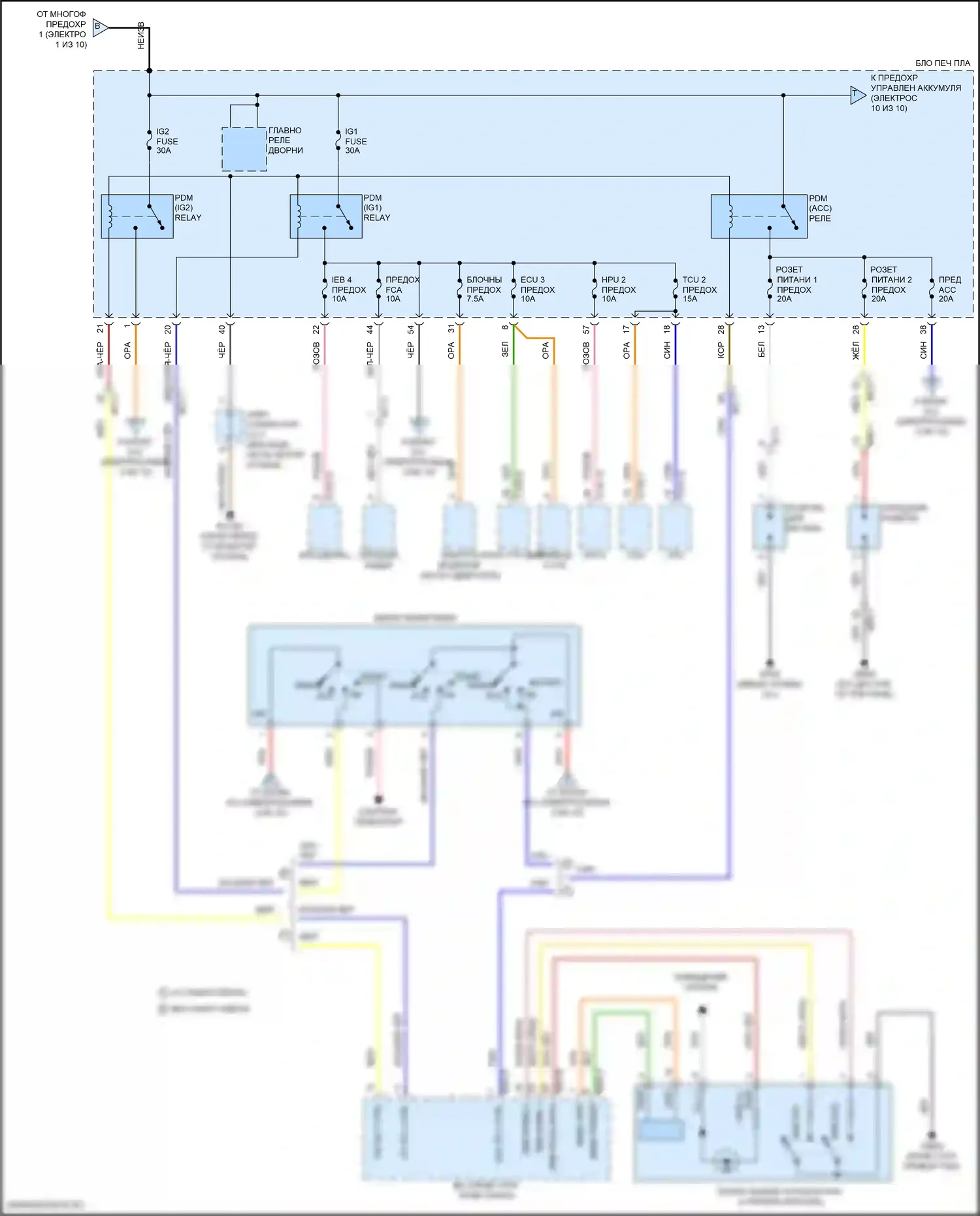 Tucson Hyundai IV (2020-2024): 1.6л подключаемый гибрид, электросхема блока релейных предохранителей (2 из 10) 